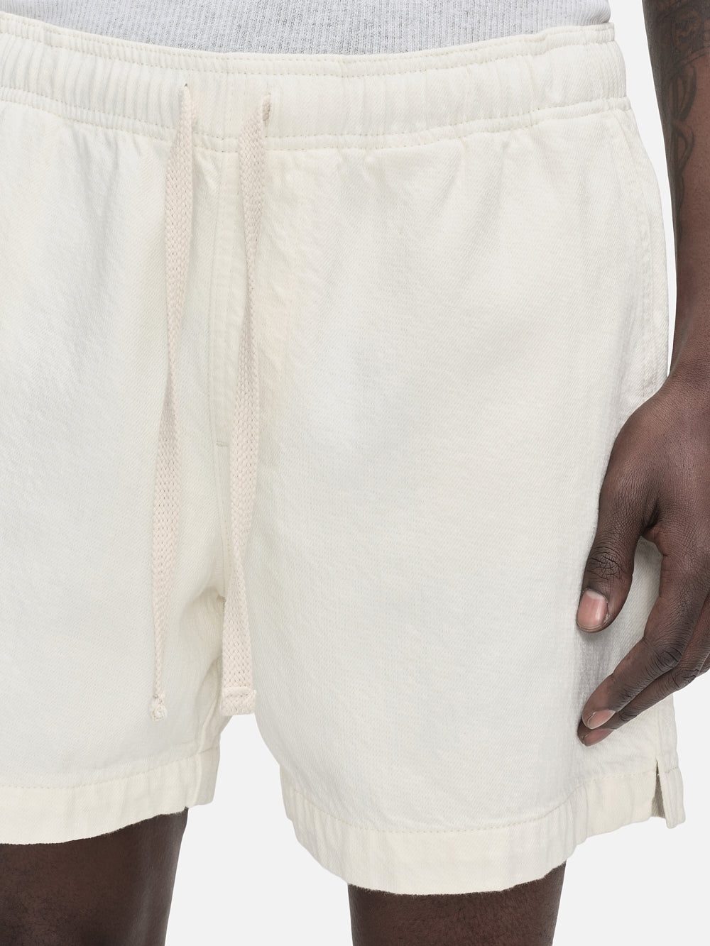 Textured Terry Short in Off White - 3