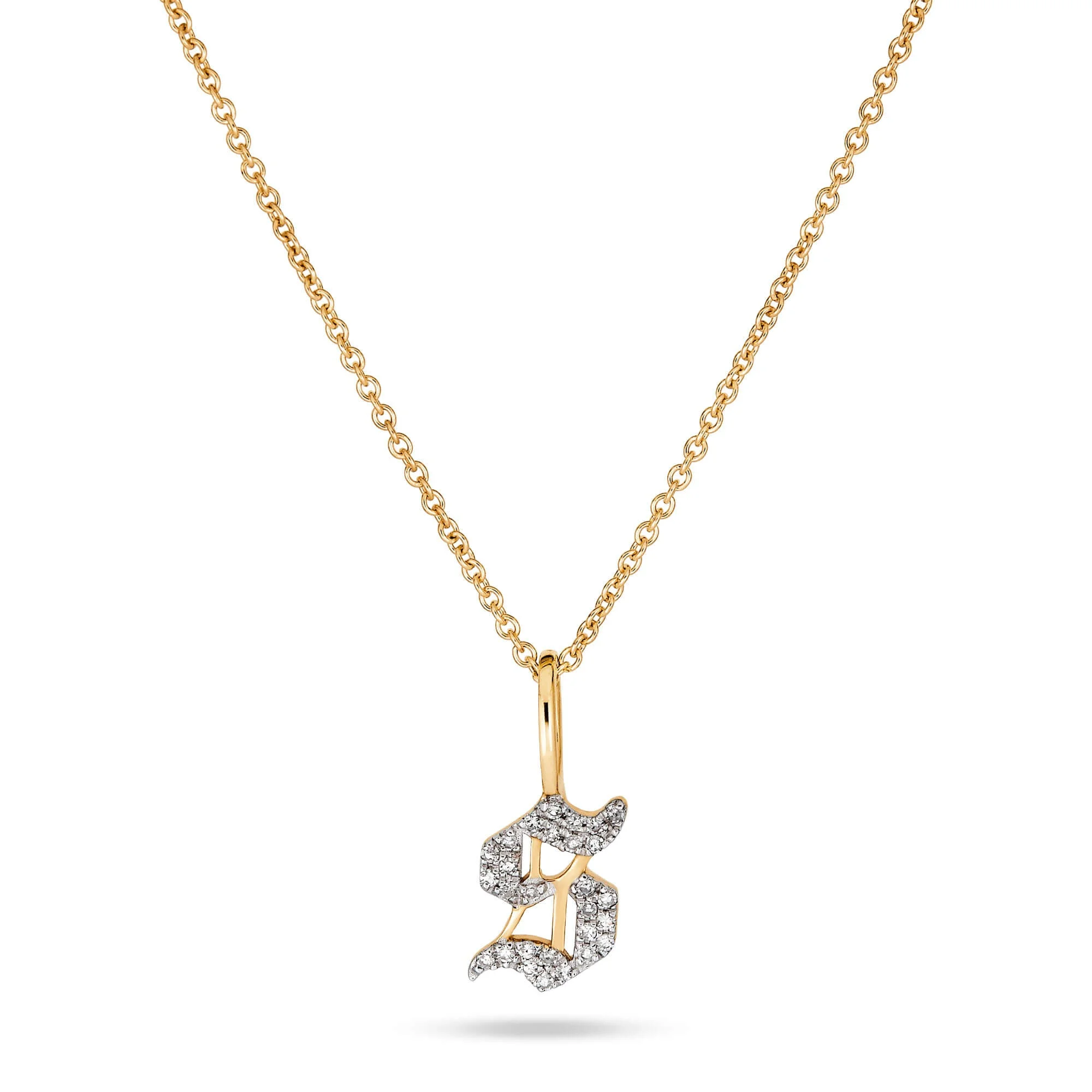 Gothic Pave Initial Necklace - 1
