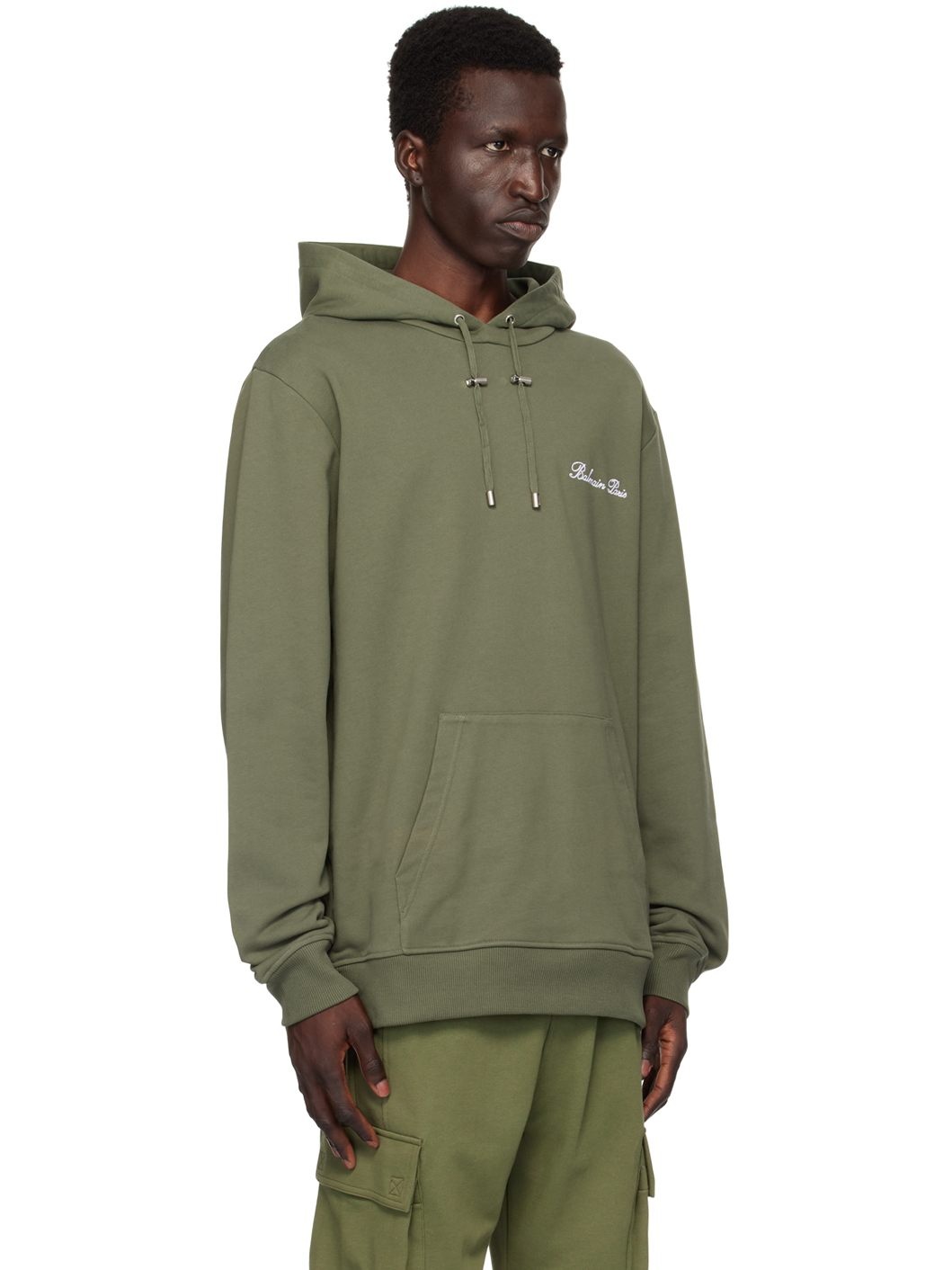 Khaki 'Balmain Signature' Hoodie - 2