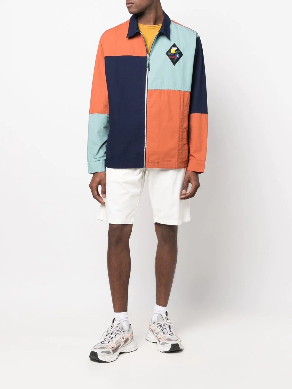 colour-block zipped shirt jacket - 2