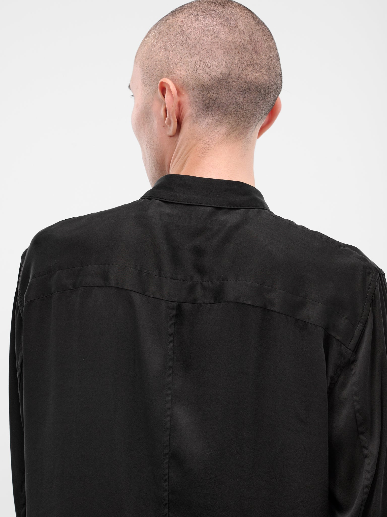 Black Silk Button-Up Shirt - 4