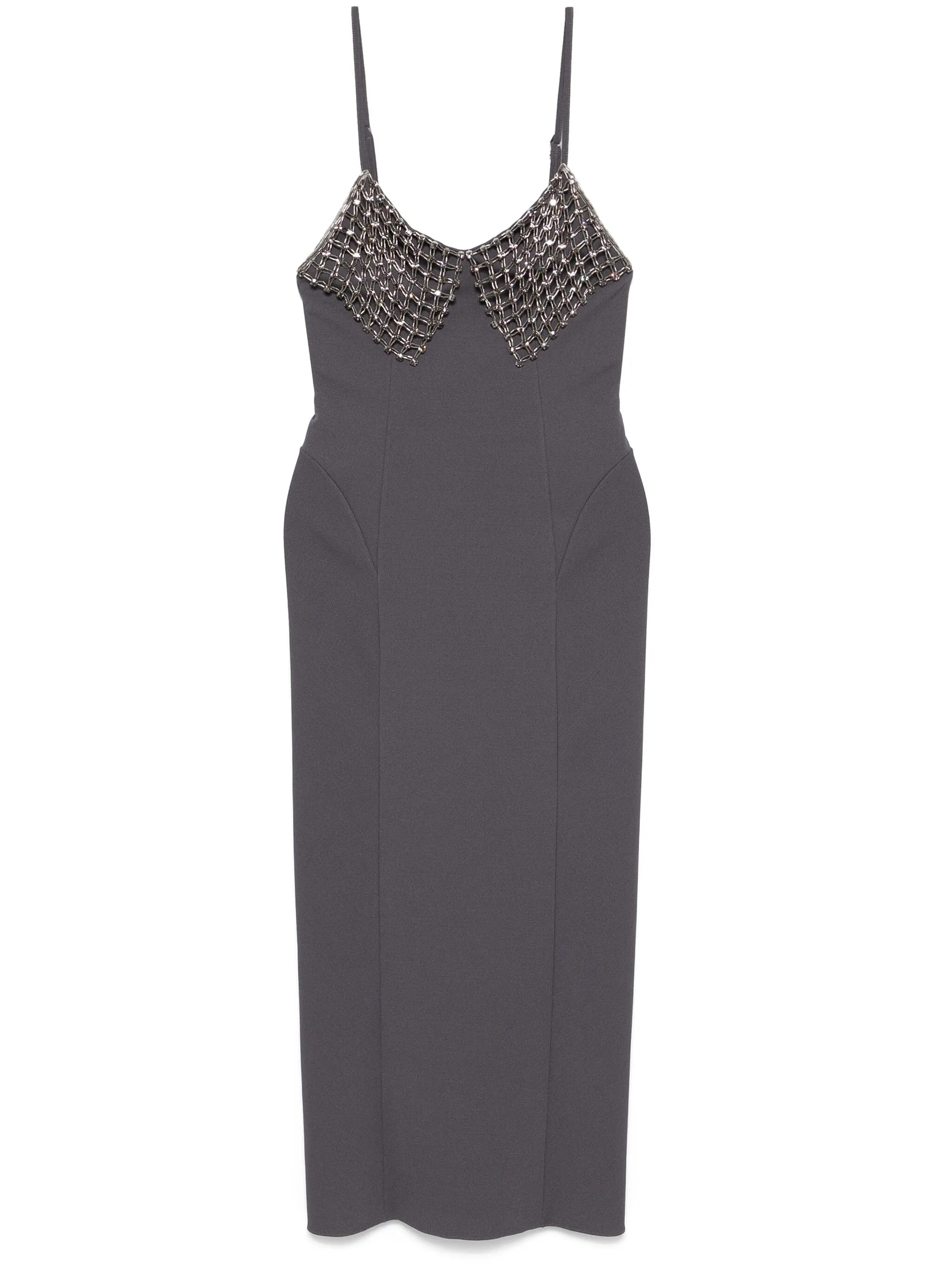 crystal-detail midi dress - 1