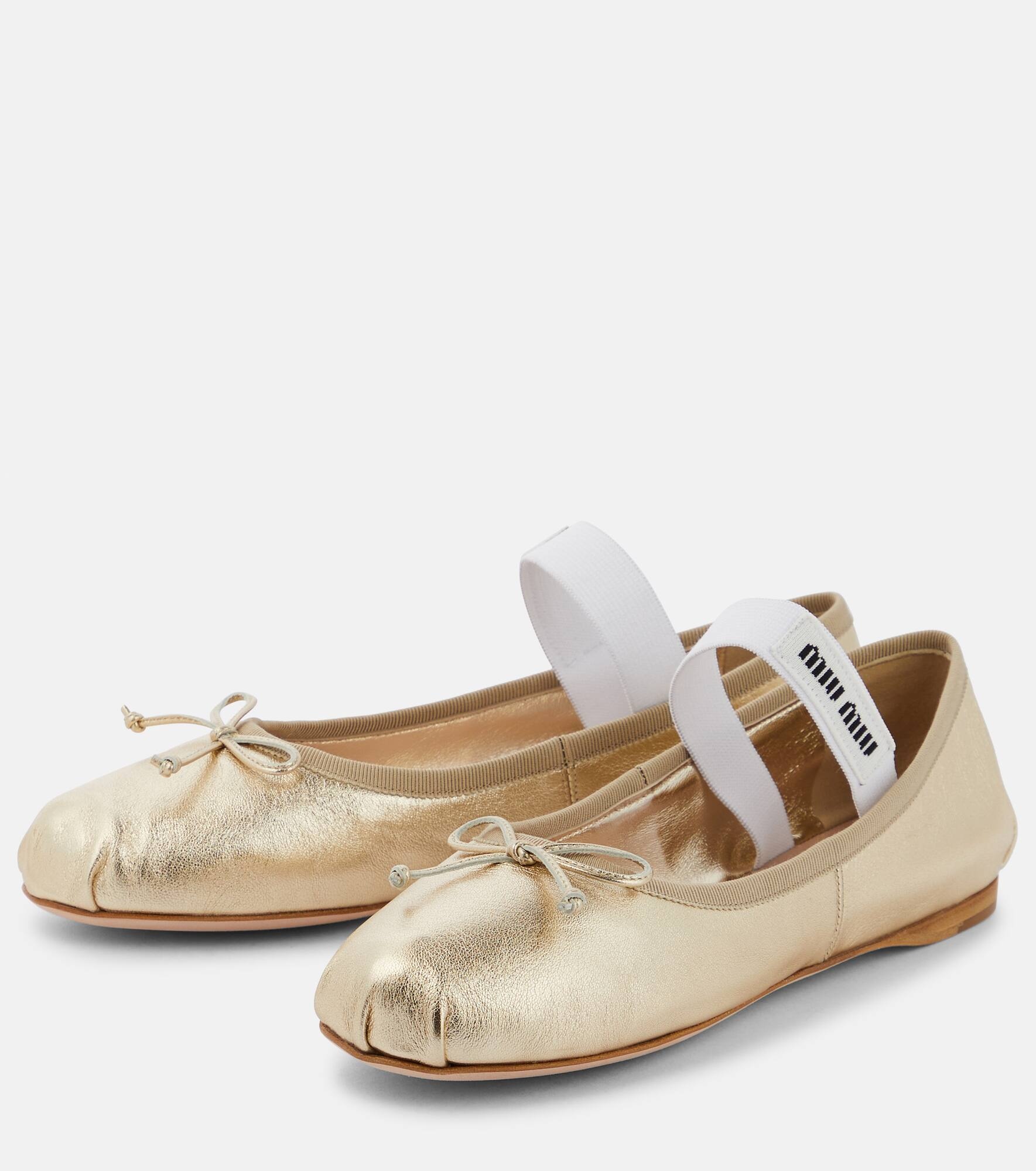 Logo leather ballet flats - 5