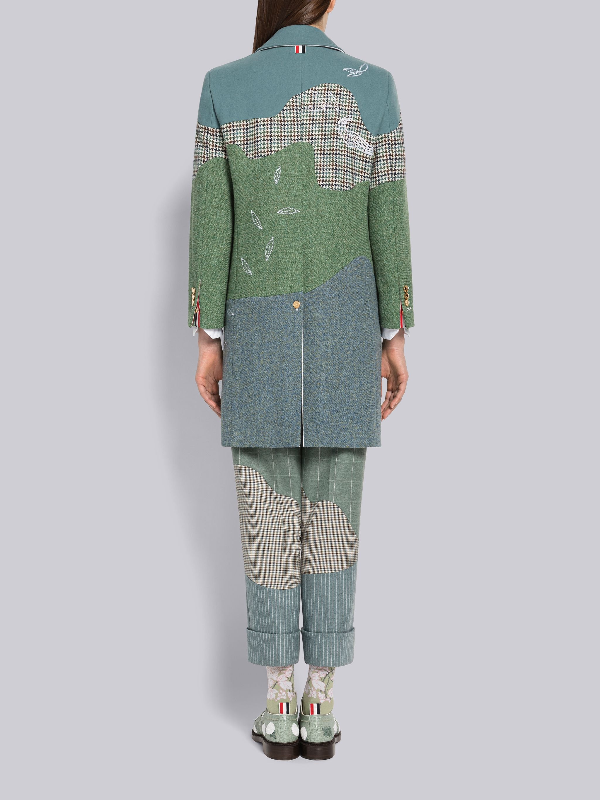 Patchwork Embroidered Bal Collar Overcoat - 3