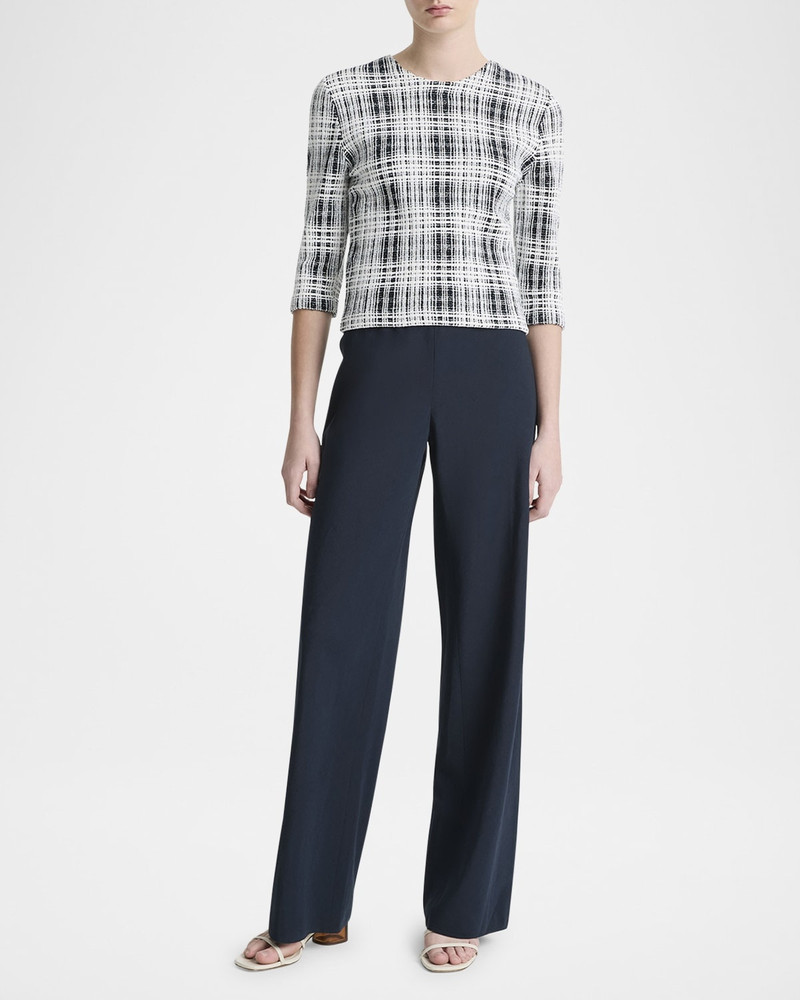Vince Plaid Elbow-Sleeve Top outlook
