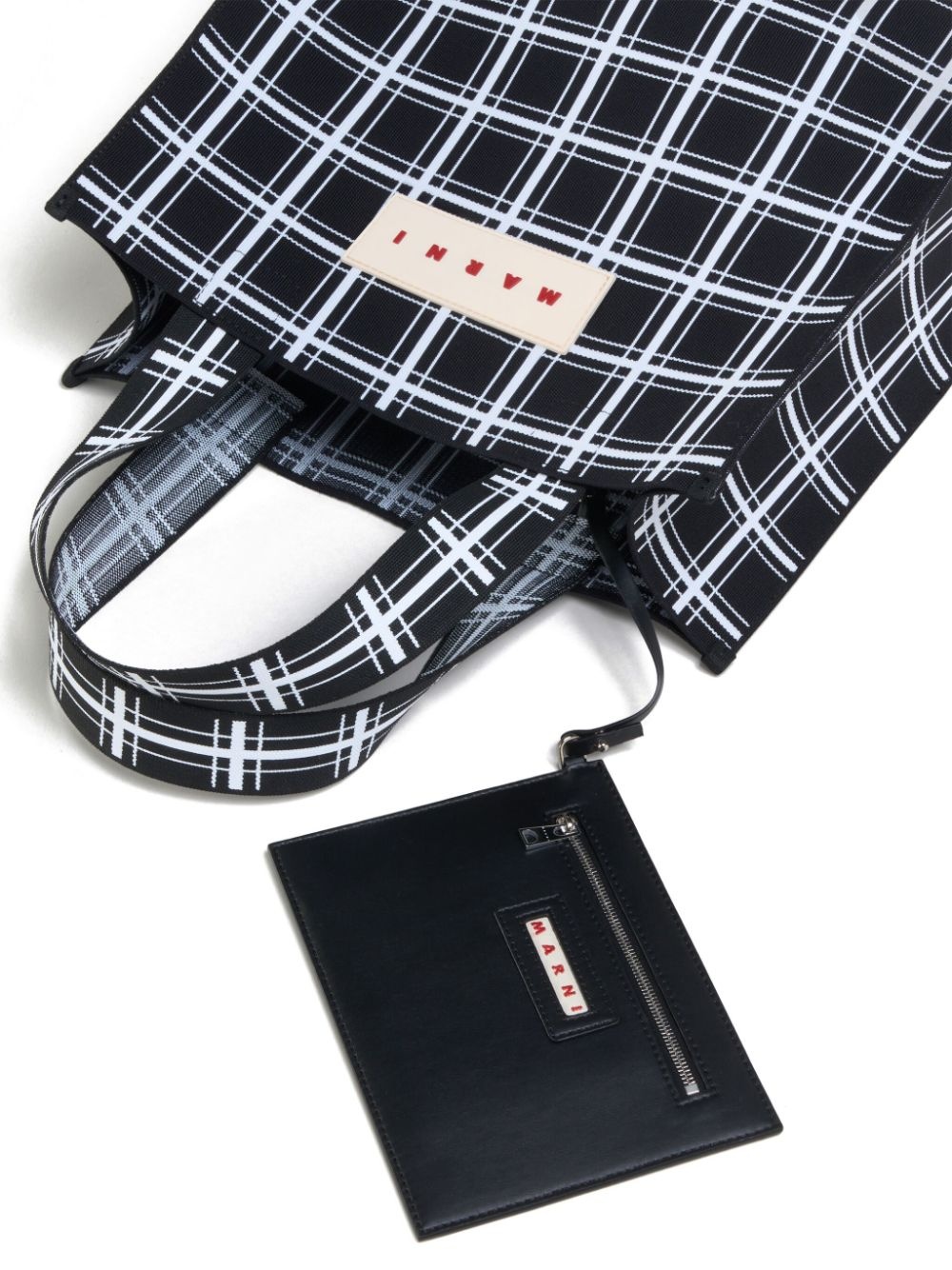 plaid logo-tag tote - 6