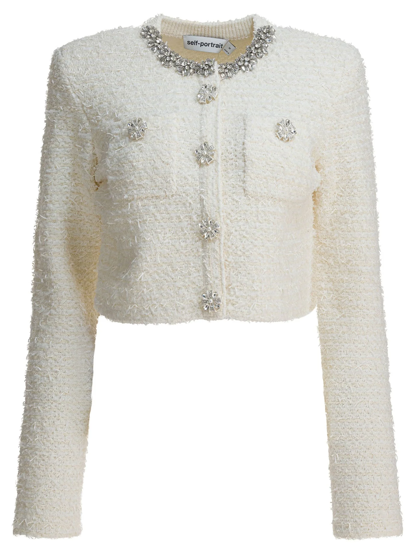 Self-portrait Embellished Wool-blend Cardigan - 1