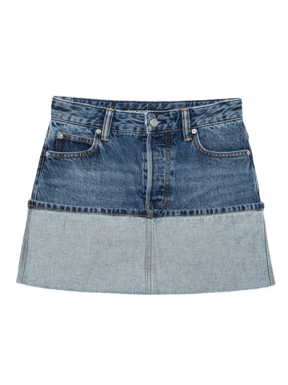 logo-embroidered denim mini skirt - 1