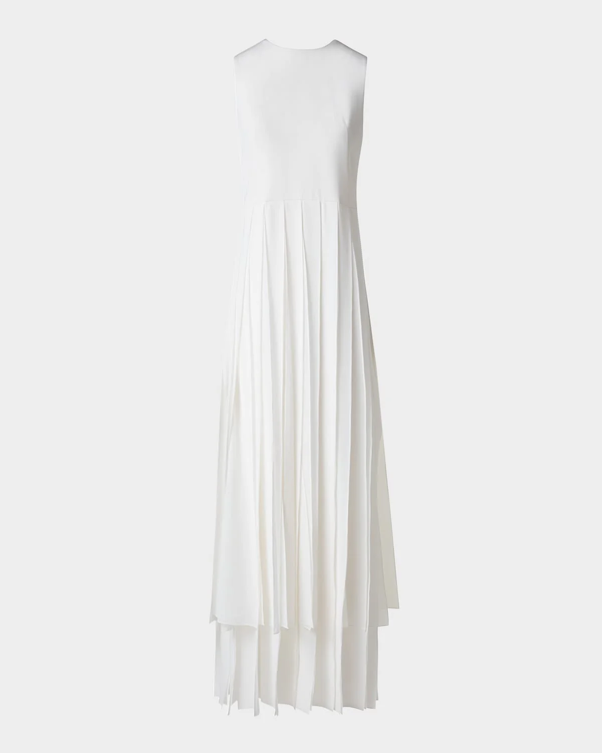 Sleeveless Pleated Ribbon Silk Crepe Gown - 1