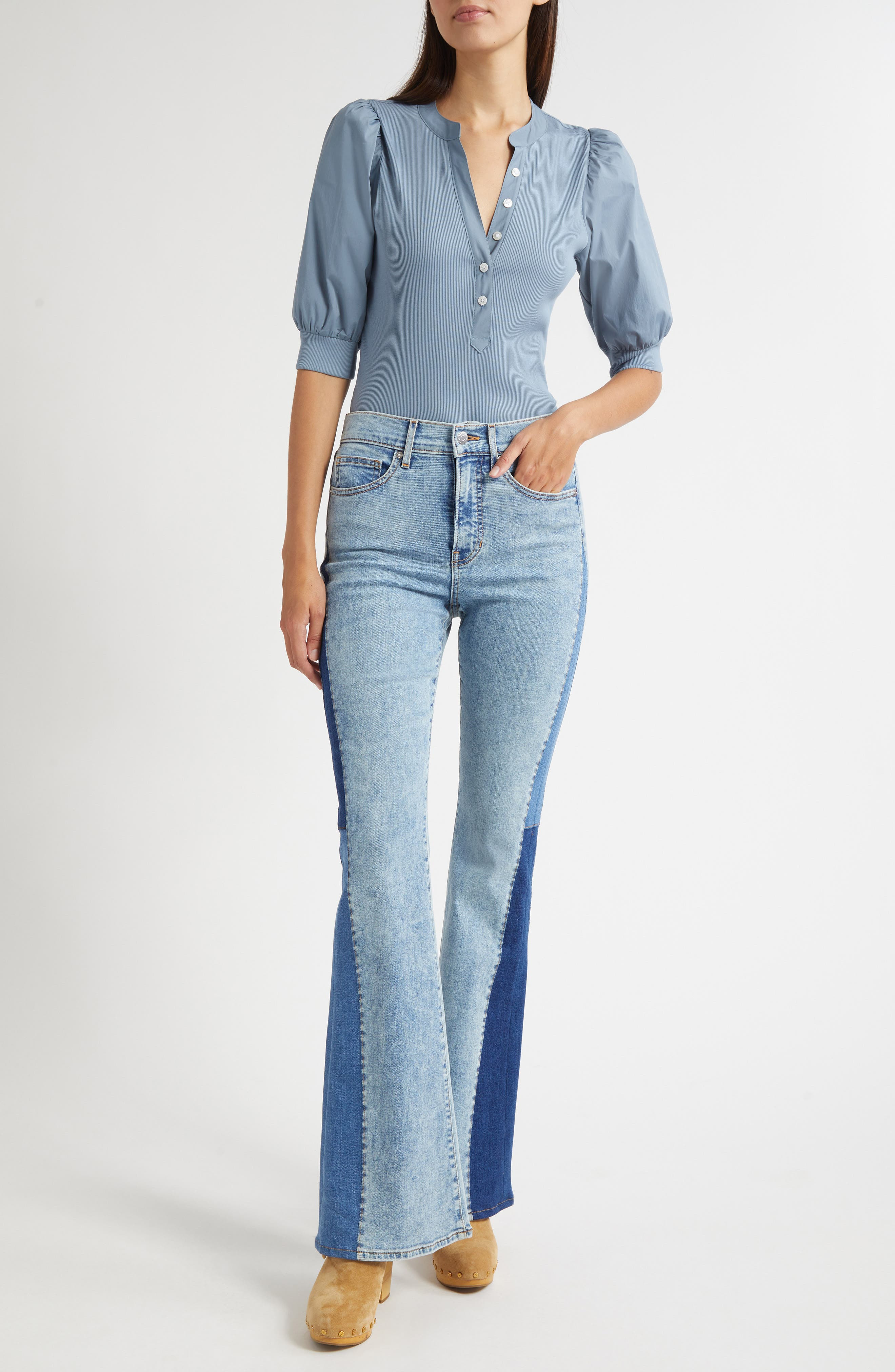 Veronica Beard Beverly High Waist Skinny Flare Jeans in Ripple Dust at Nordstrom - 2
