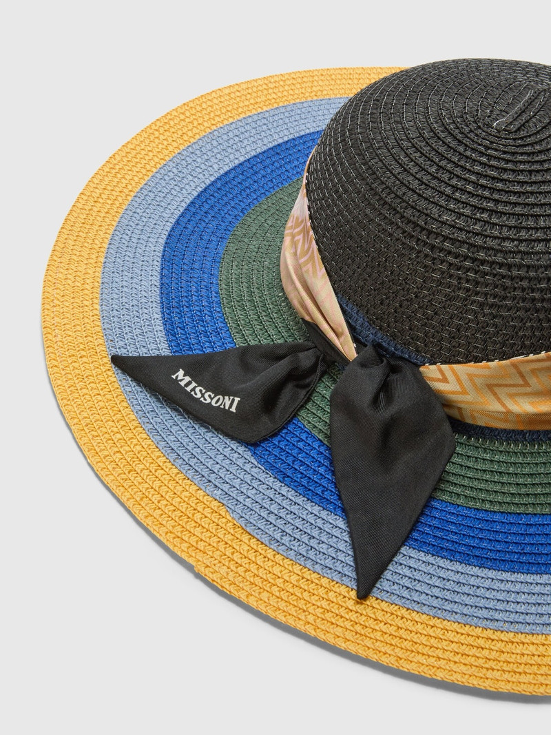 Missoni Wide Brim Straw Hat with Logo Scarf outlook