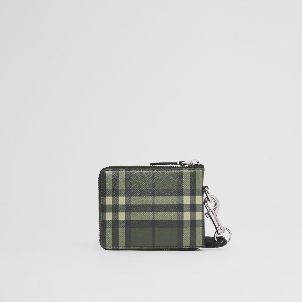 Check Print Leather Ziparound Wallet Lanyard 7