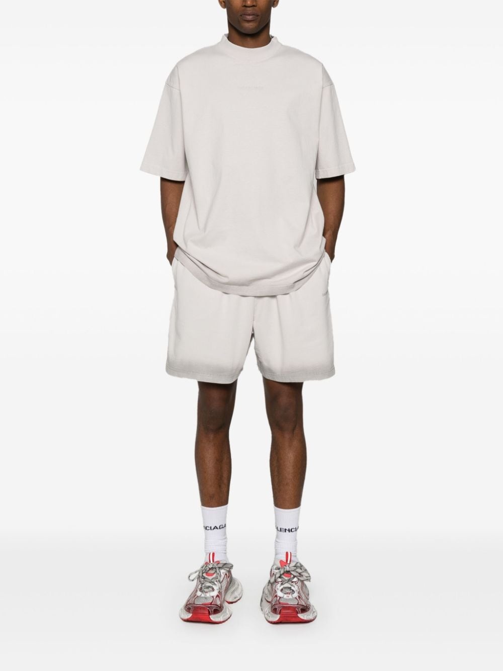 reflective-logo cotton track shorts - 3