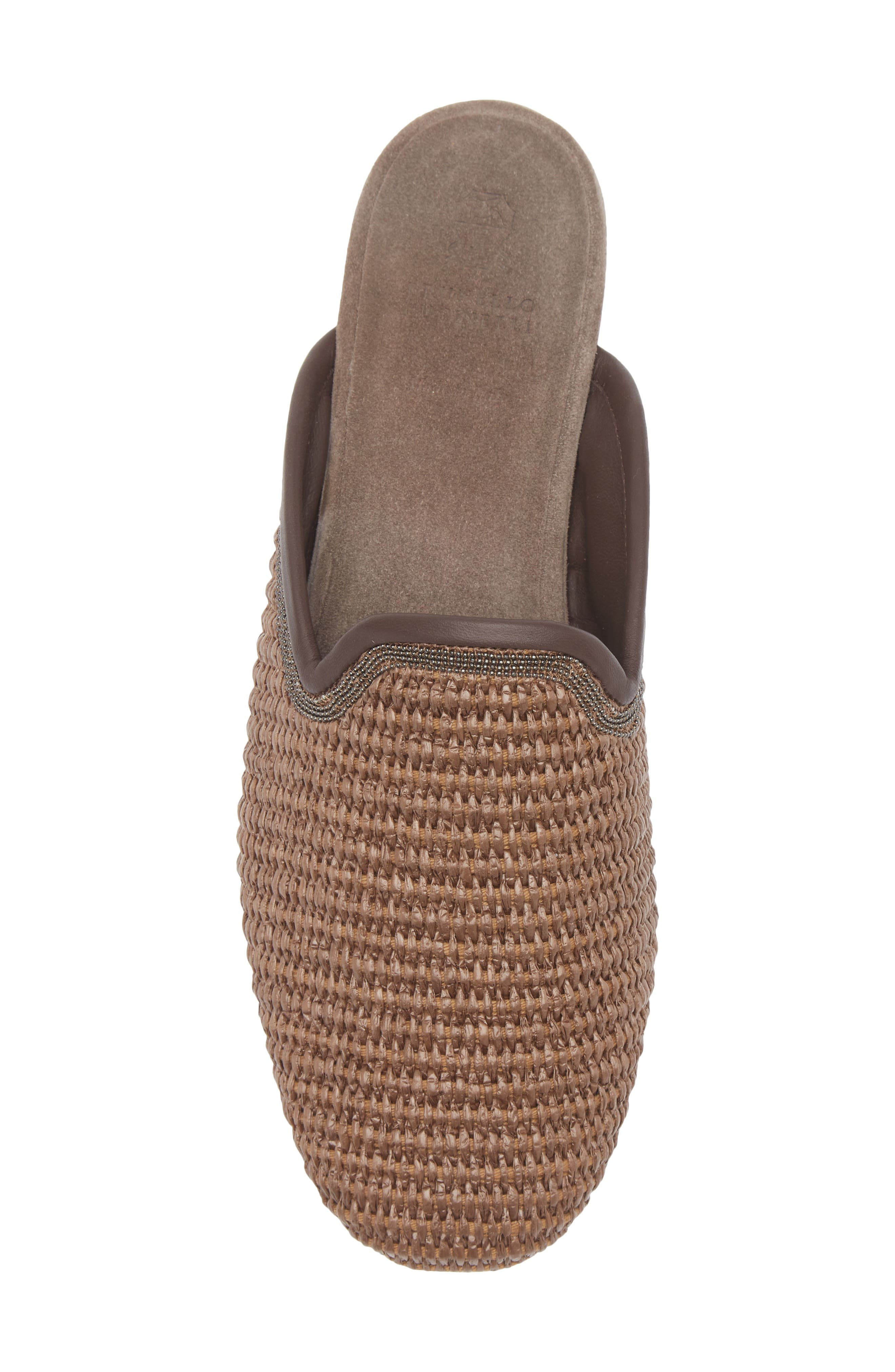 Brunello Cucinelli Monili Trim Raffia Mule in C193 Dark Beige at Nordstrom - 5
