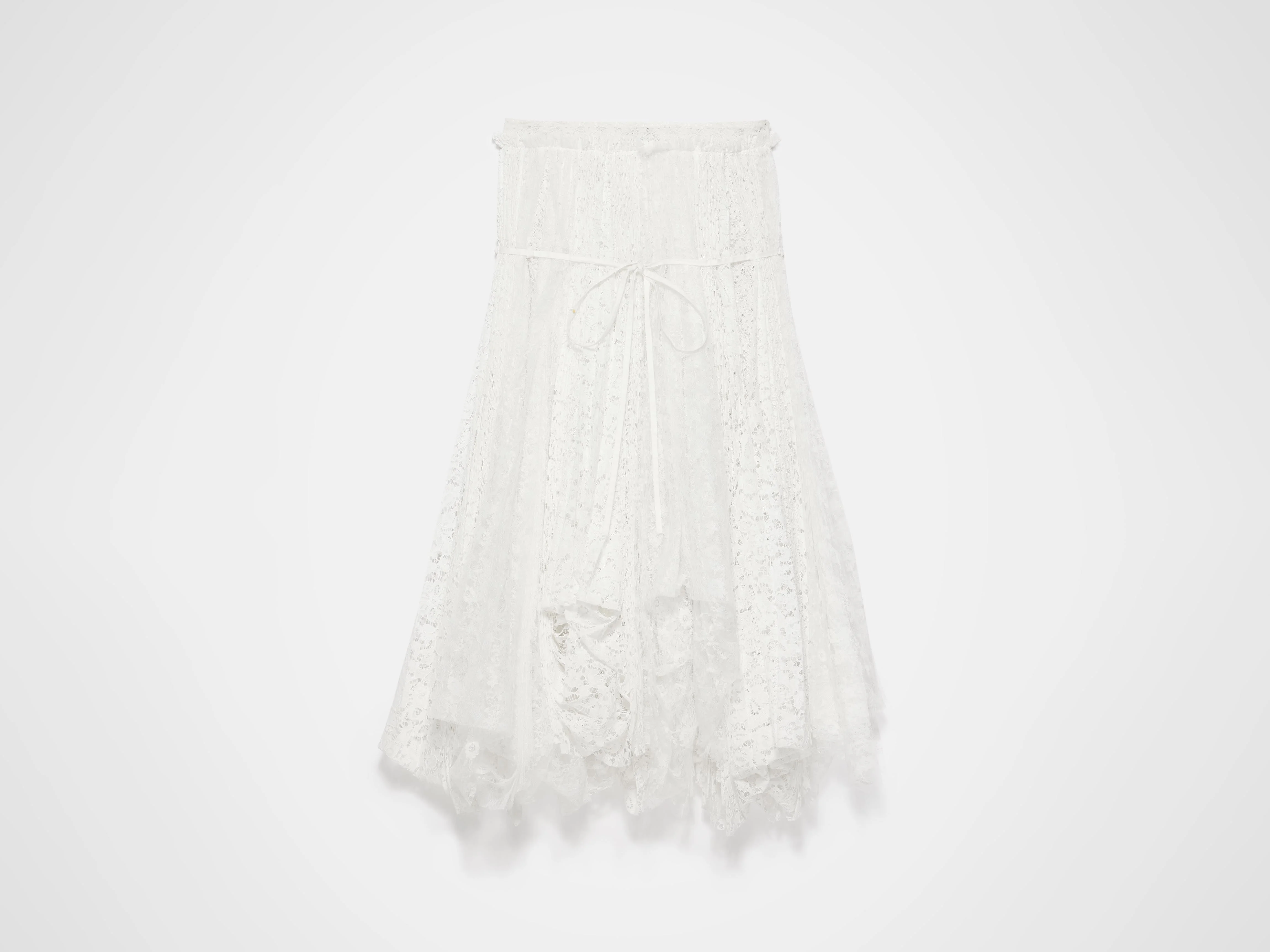 WOMENS MIXED LACE LONGLINE SKIRT IN WHITE - 1