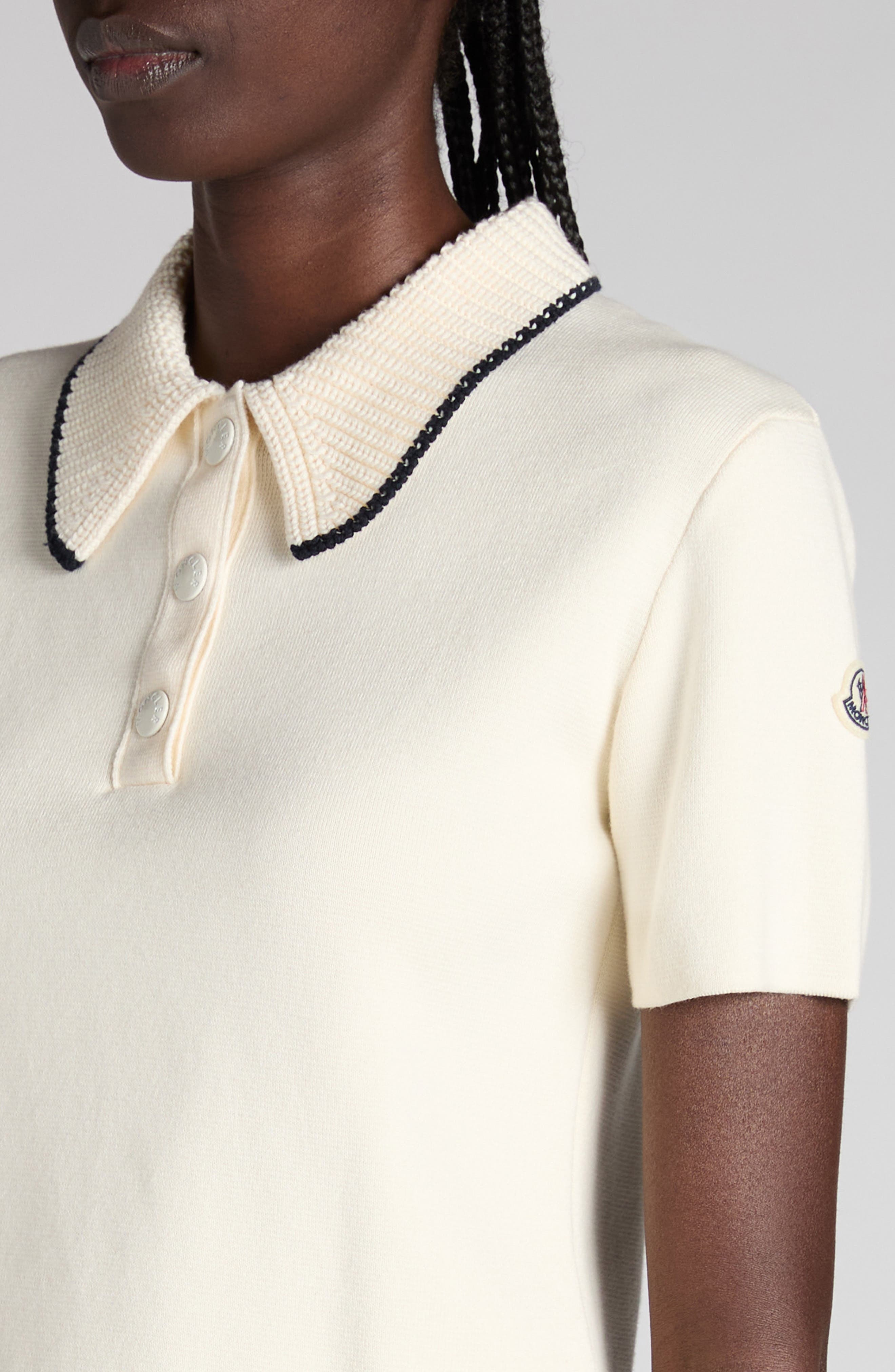 Moncler Knit Collar Cotton Polo in Stripe at Nordstrom - 5