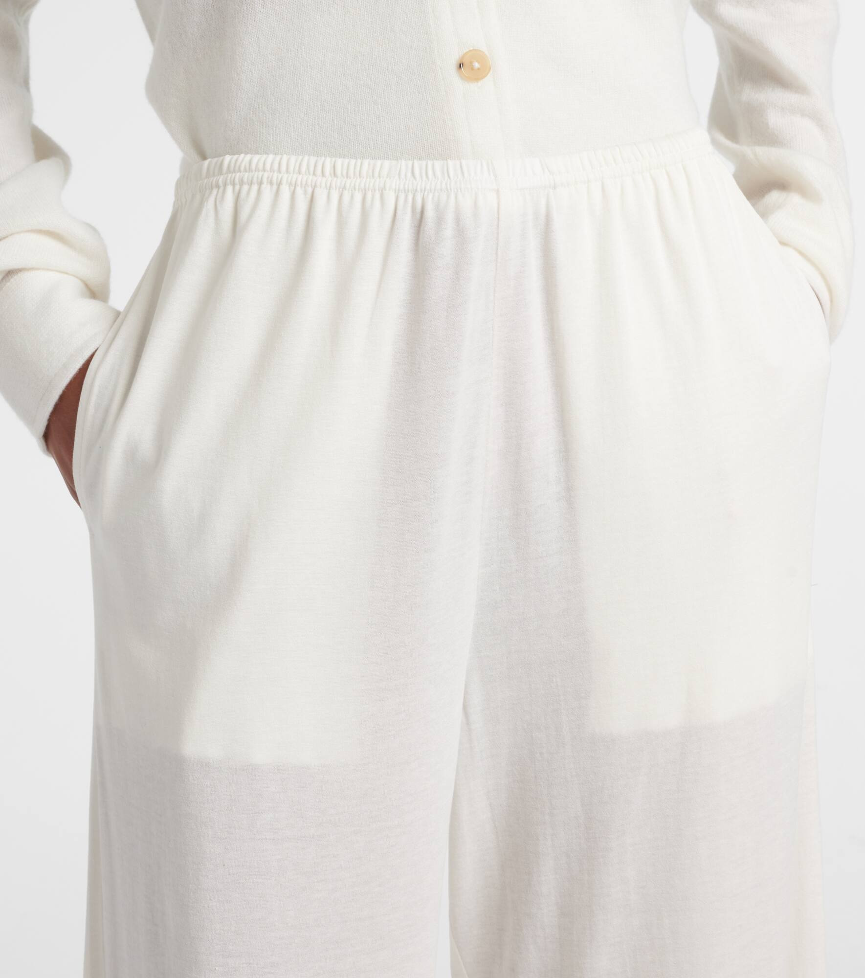 Cotton and silk straight pants - 4