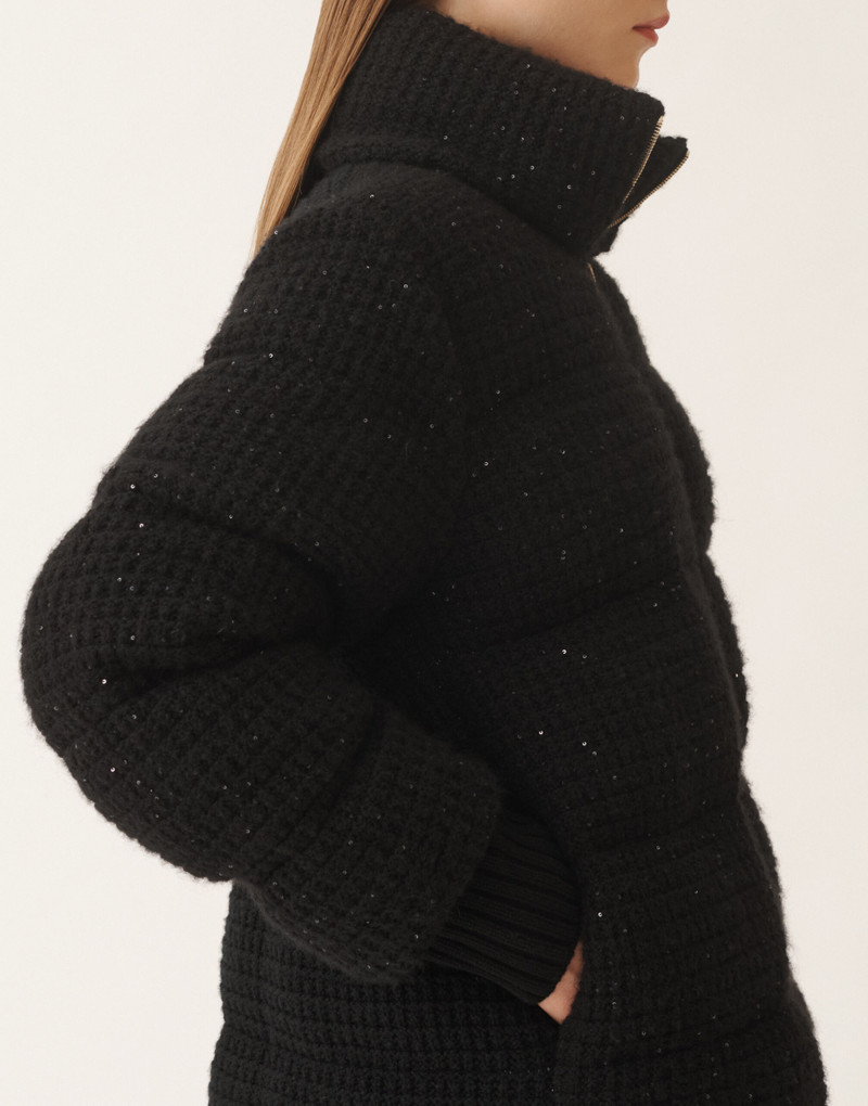 Down jacket in wool and silk with sequins 6