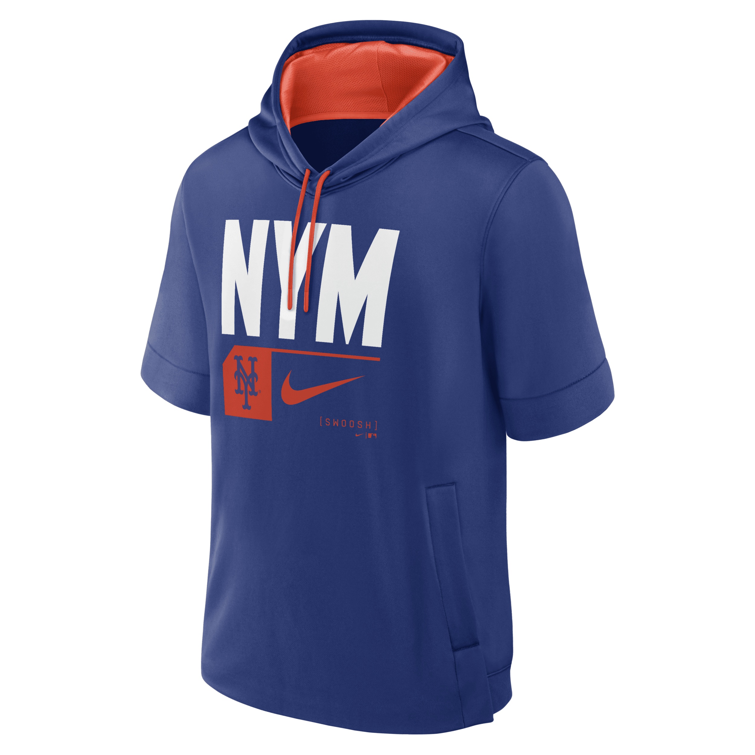 Nike New York Mets Tri Code Lockup Men s Nike MLB Short Sleeve Pullover Hoodie REVERSIBLE