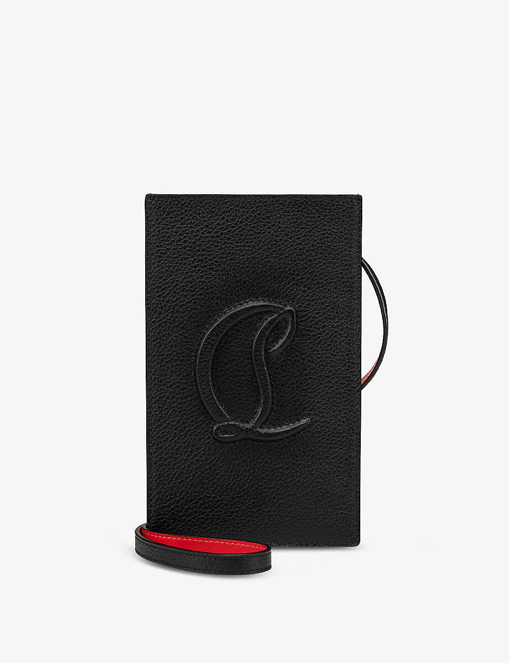 By My Side logo-embossed grained-leather phone pouch - 1