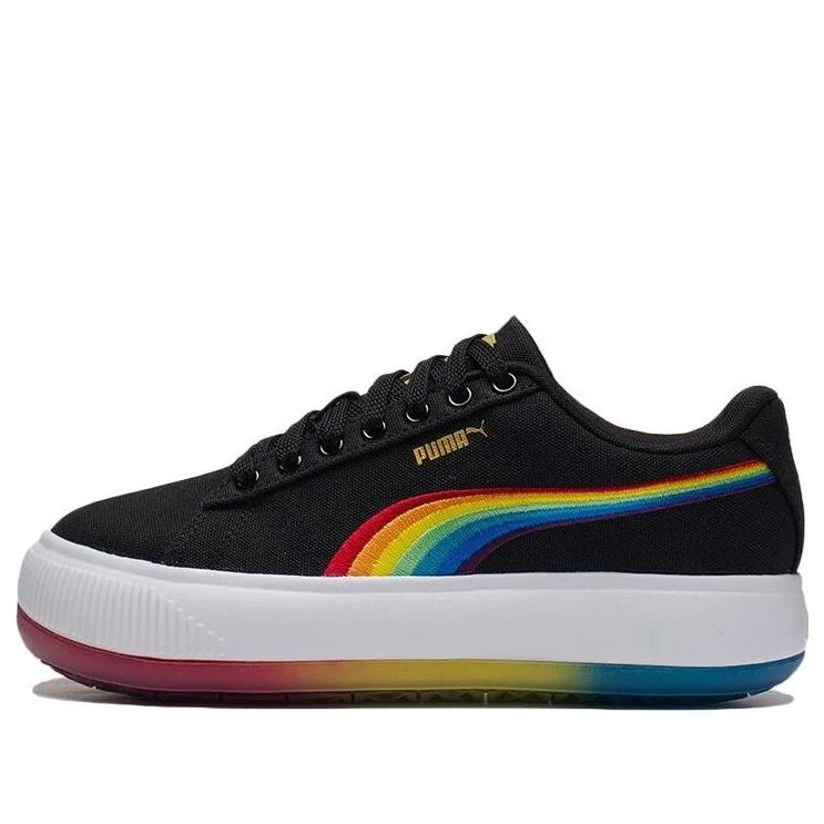 (WMNS) PUMA Suede Mayu Prism Low Tops Thick Sole Skateboarding Shoes Black 387240-01 - 1