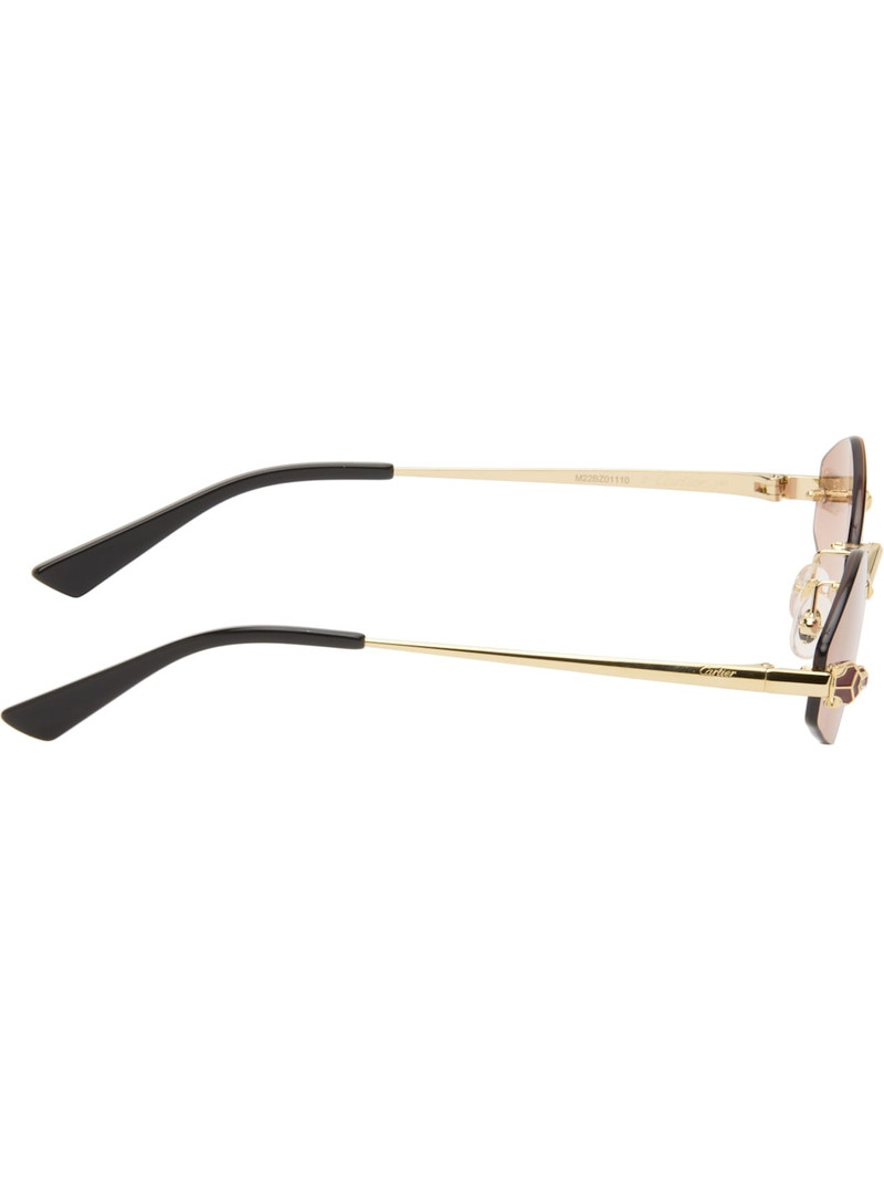 Cartier Gold 'Panthère de Cartier' Geometric Rimless Sunglasses outlook