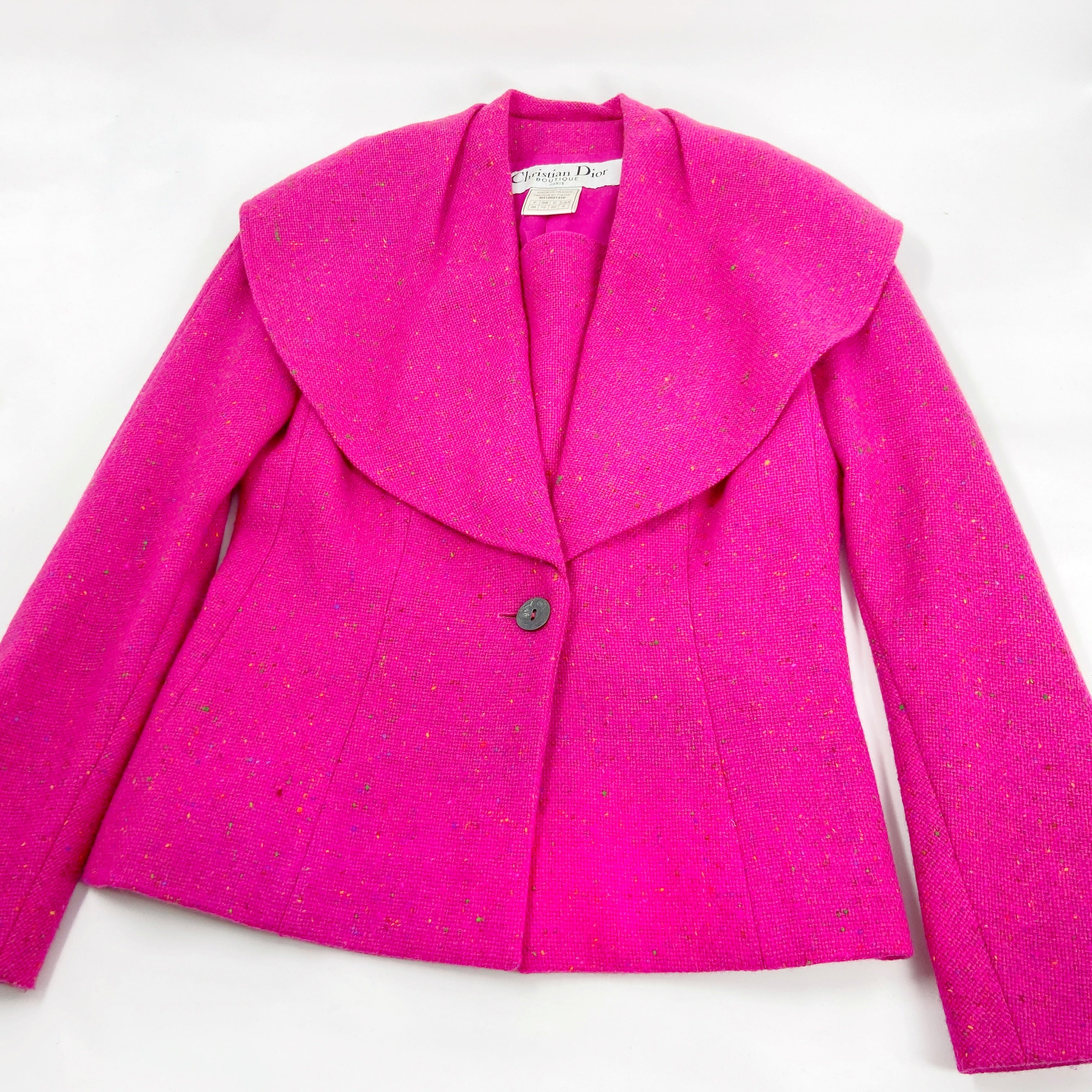 Christian Dior Fall 1998 John Galliano Candy Fuchsia Oversized Lapel Bar Jacket - 11