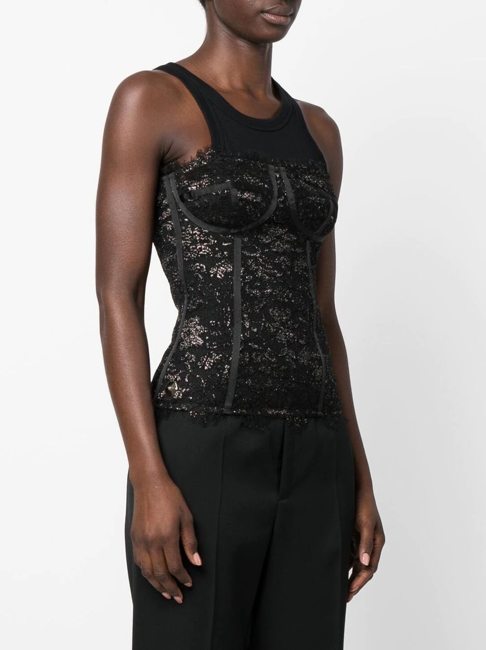 lace-detail bustier top - 3