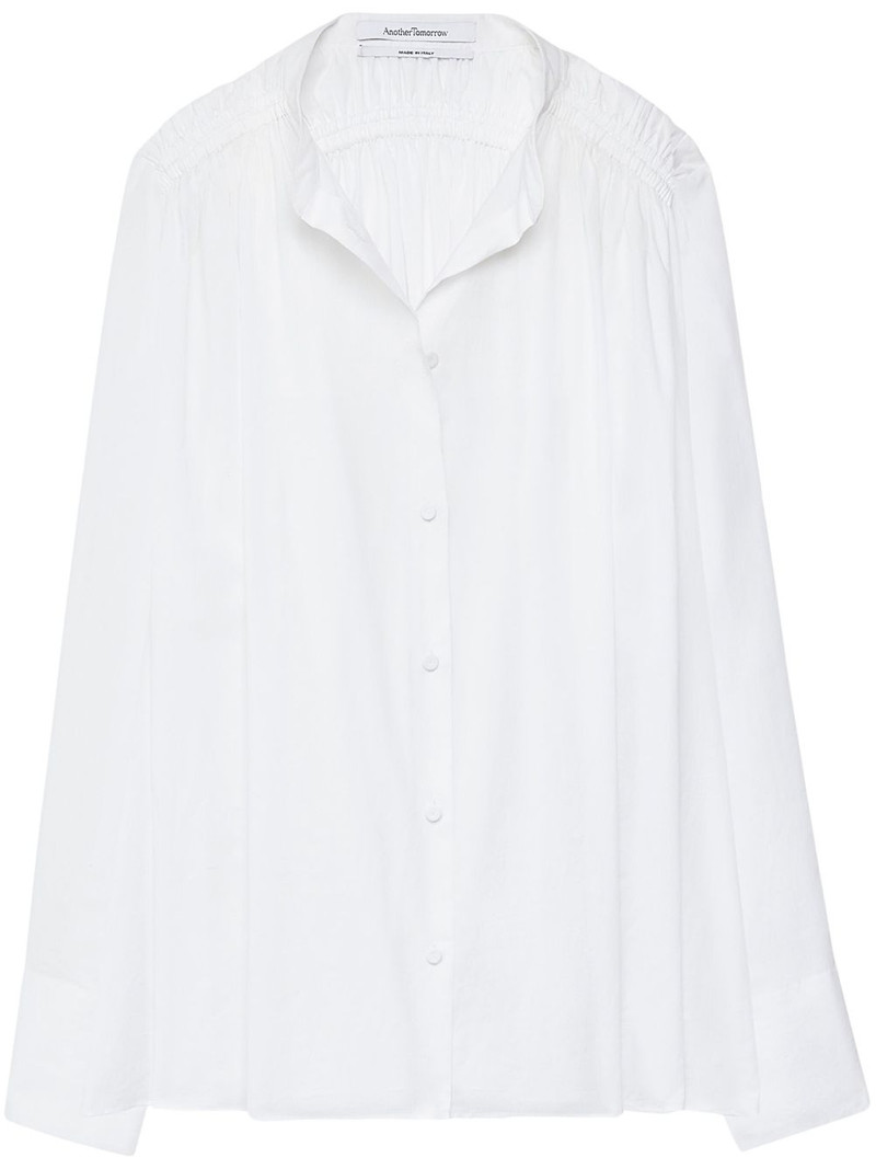 organic-cotton gathered voile blouse 1