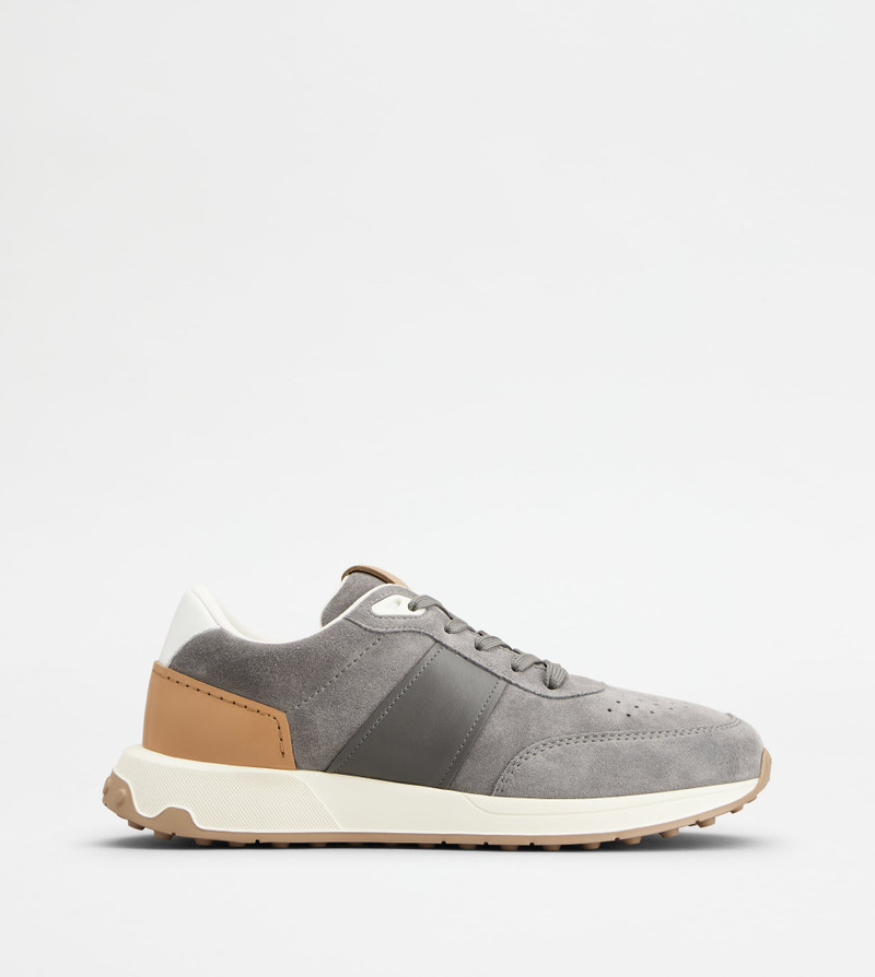 SNEAKERS IN SUEDE - GREY, BROWN, WHITE - 1