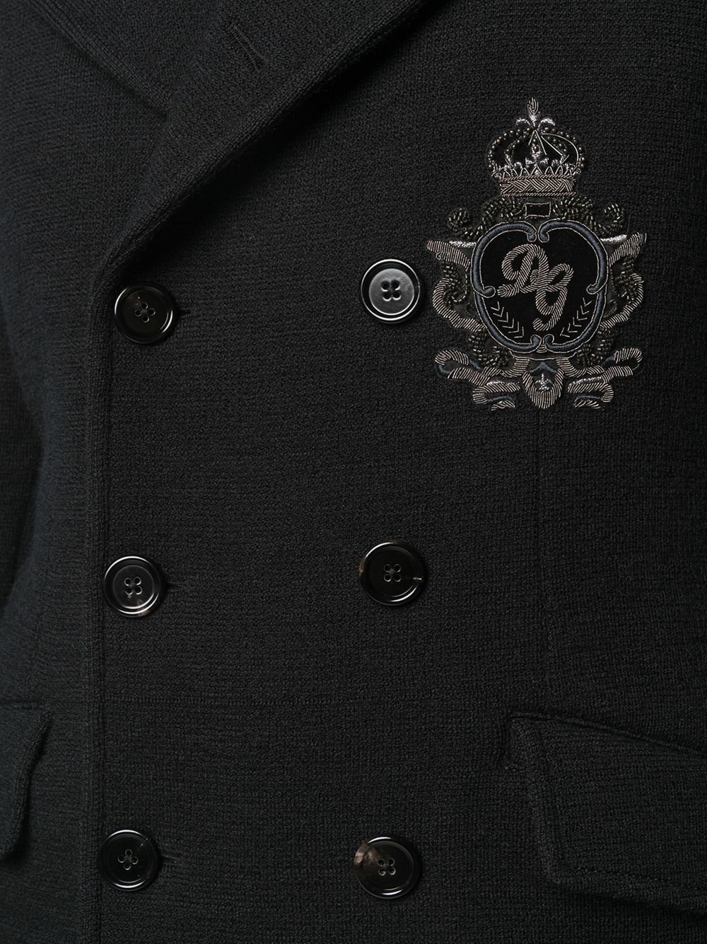 embroidered logo double-breasted coat - 5