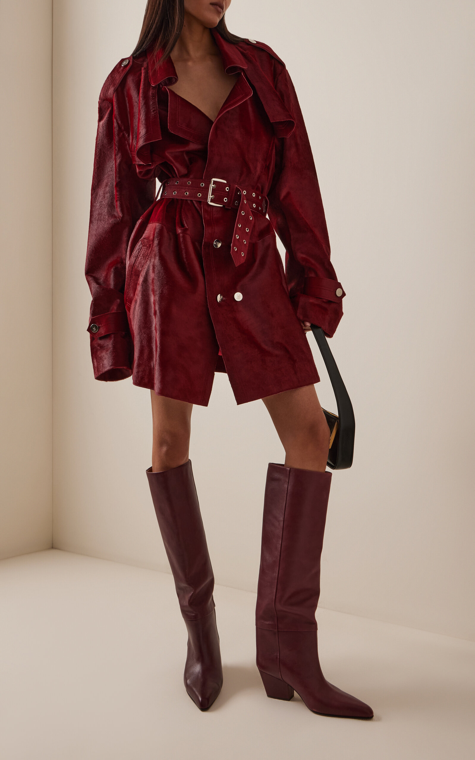 Jane Leather Knee Boots burgundy - 2