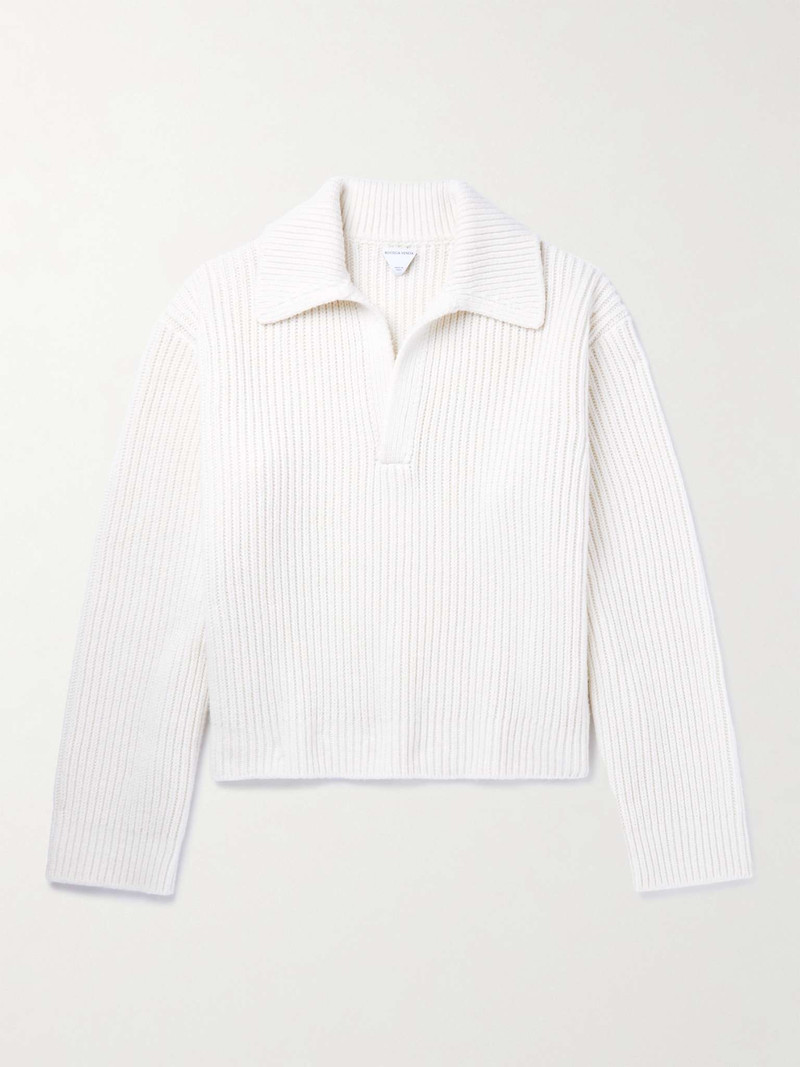 Ribbed-Knit Polo Sweater 1