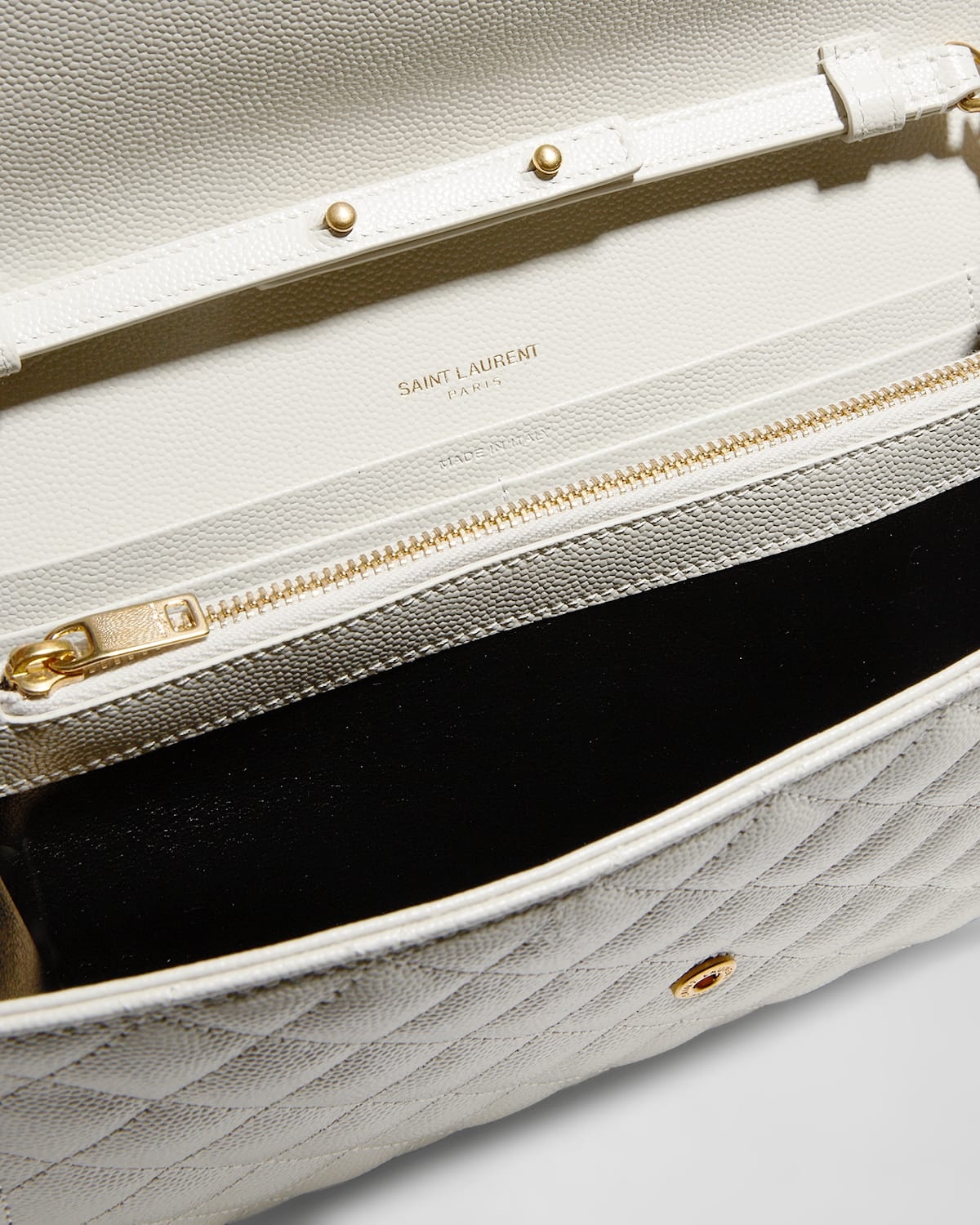 Envelope Triquilt YSL Wallet on Chain in Grained Leather - 4