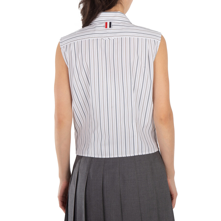 Thom Browne Striped Cotton-Poplin Sleeveless Shirt - 3