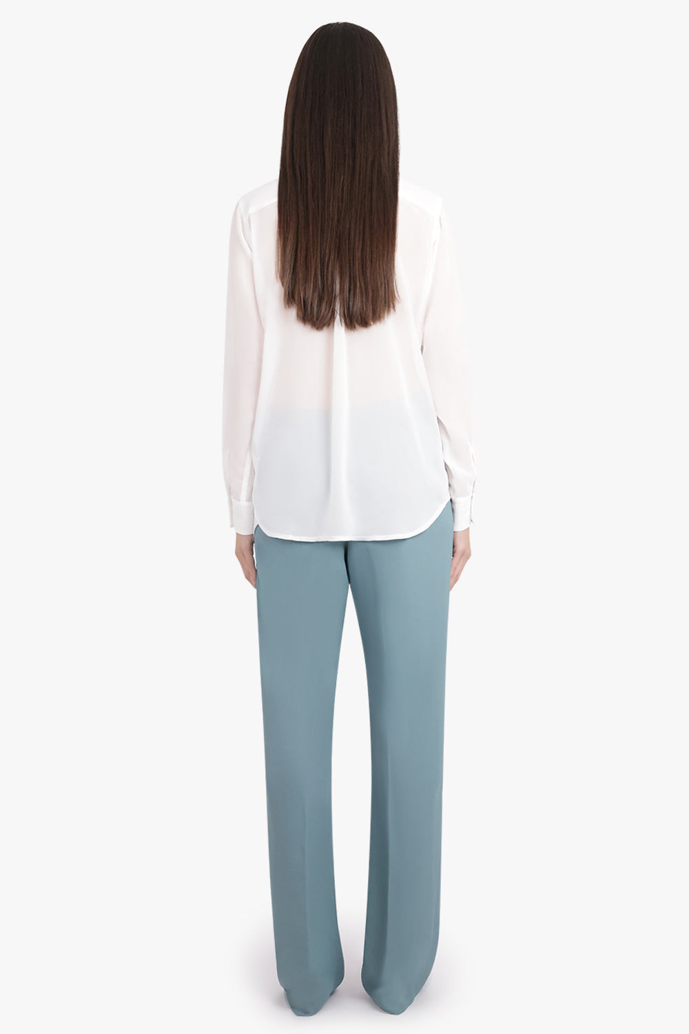 SHEER L/S RECTANGULAR LAYERED DETAIL SHIRT | WHITE - 5