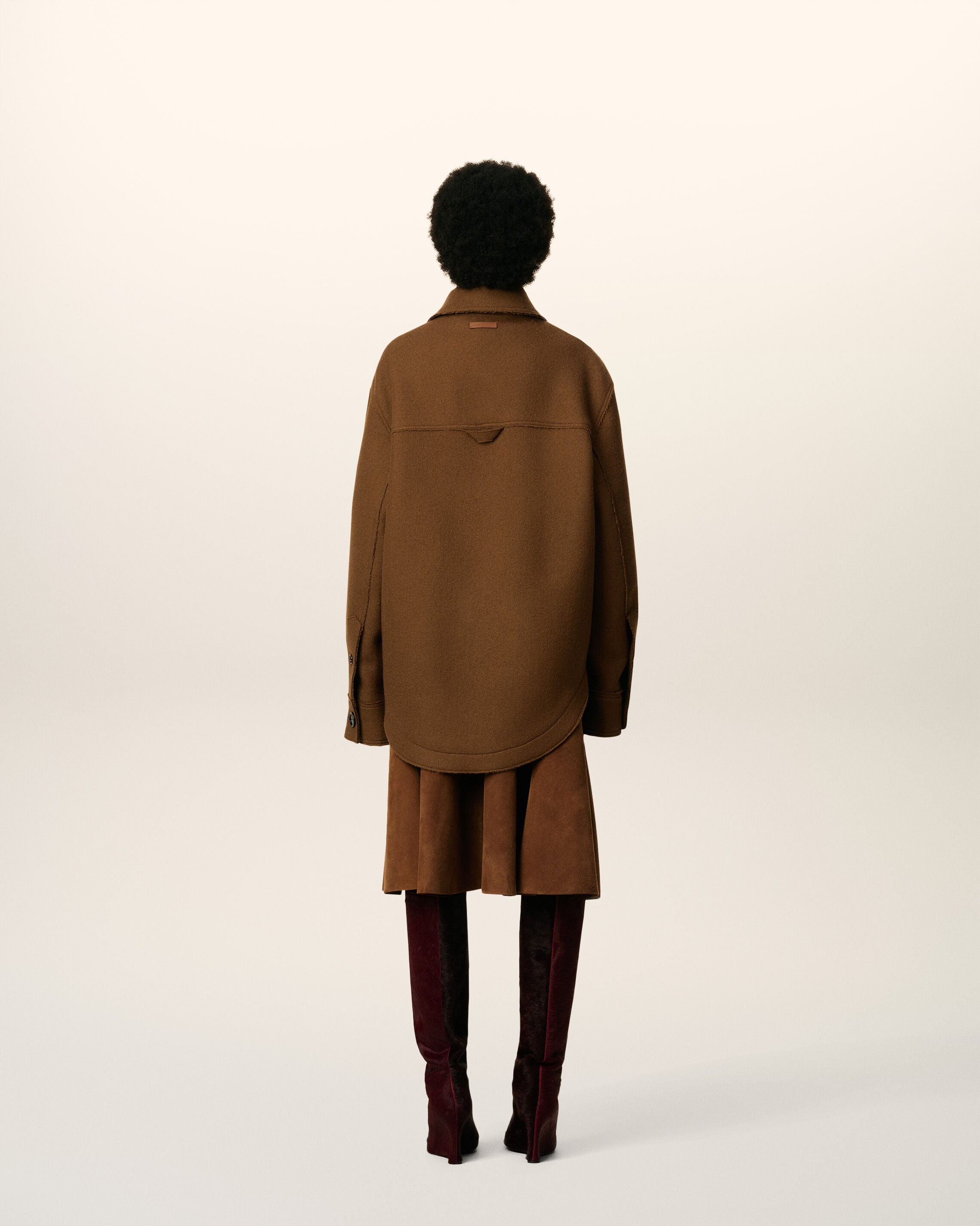 BROWN WOOL BUTTONED JACKET - 5