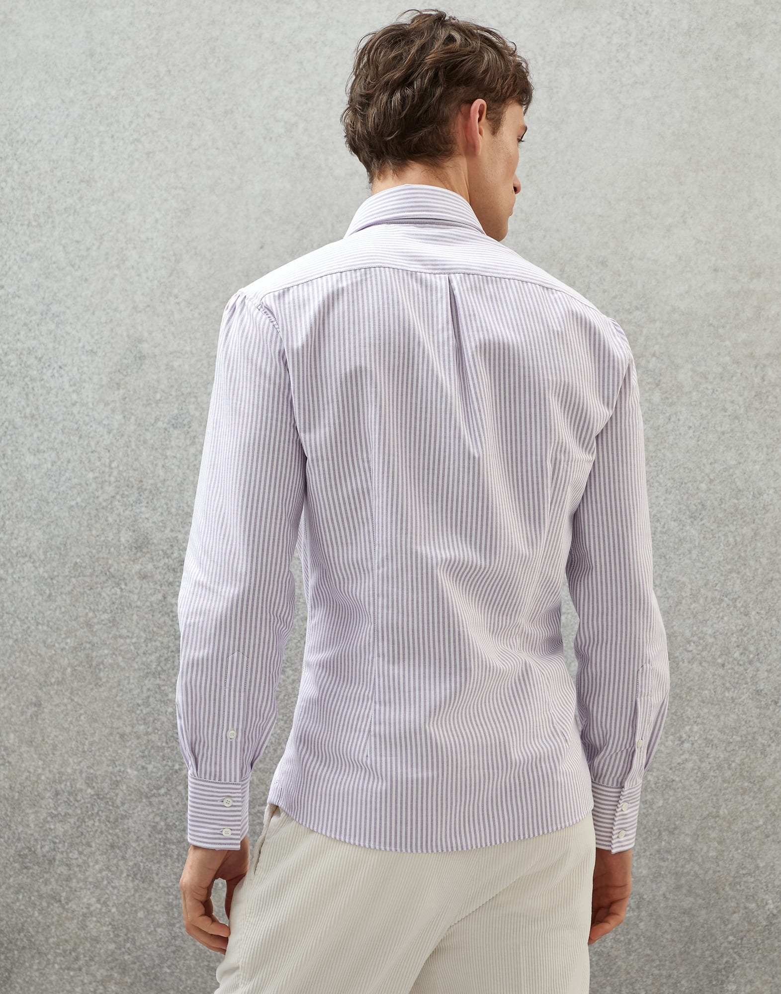 Striped Oxford slim fit shirt with spread collar - 2