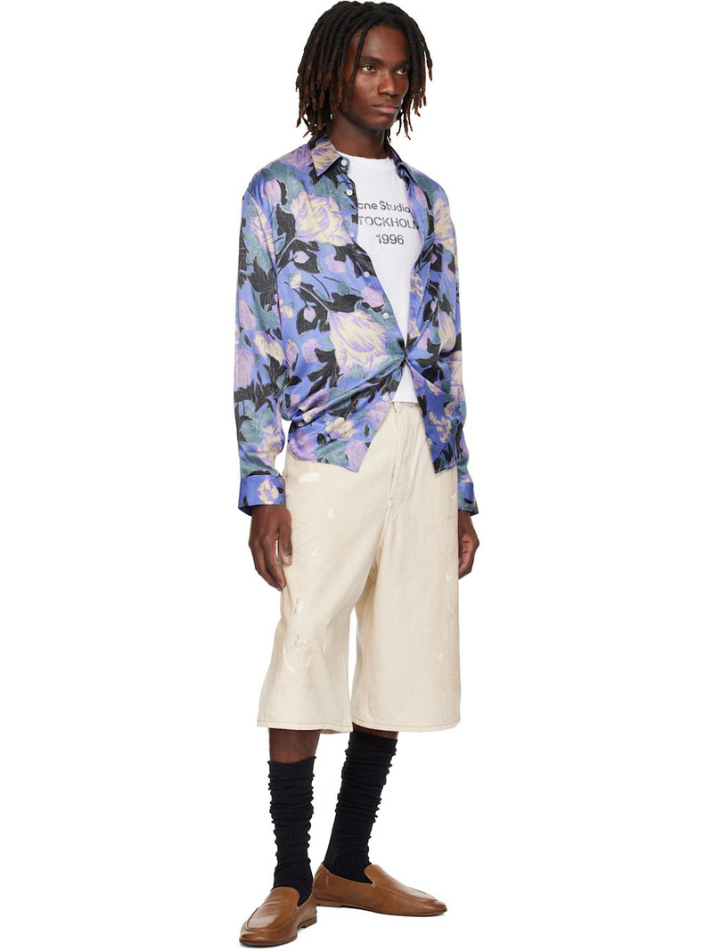 Acne Studios Off-White Distressed Denim Shorts outlook