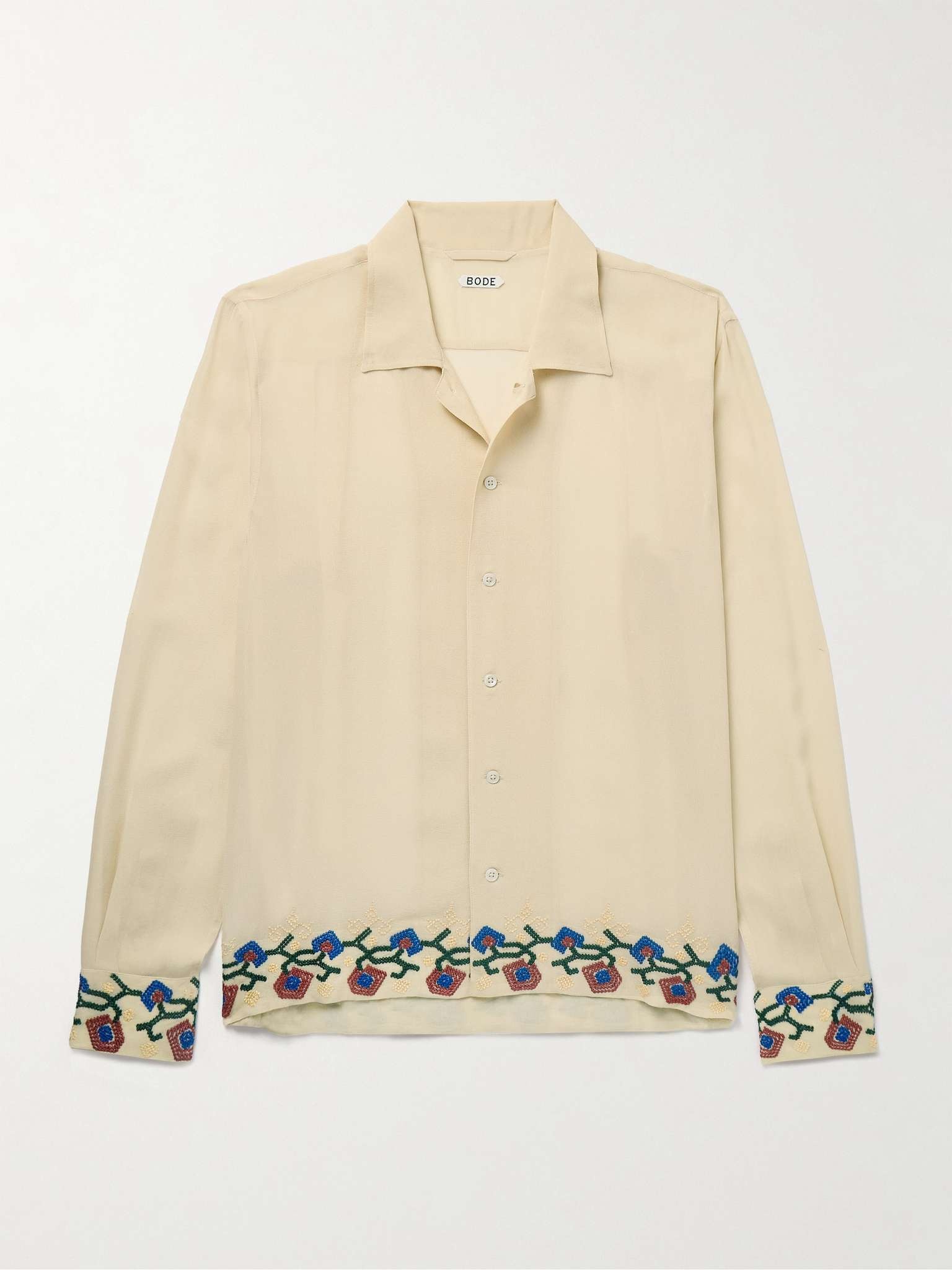 Flowering Liana Embroidered Silk-Crepe Shirt - 1