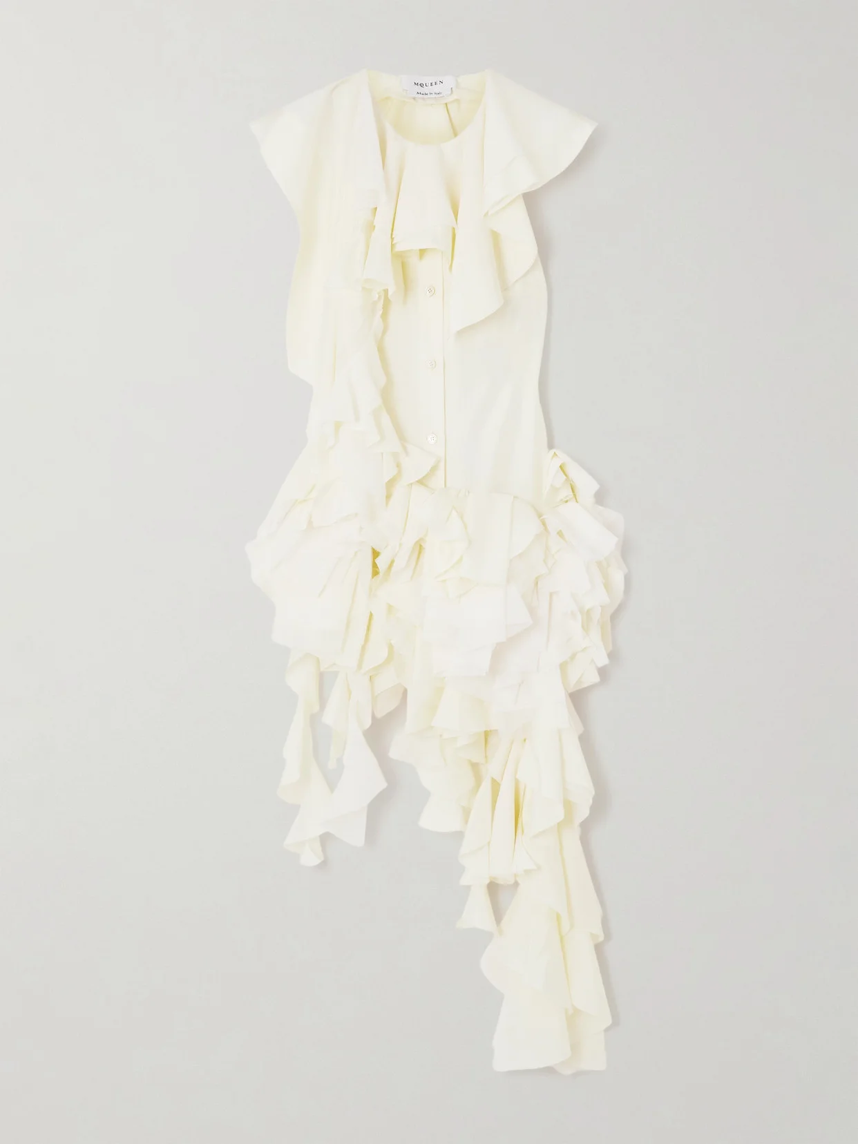 Asymmetric Open-back Ruffled Silk-chiffon Blouse - 1