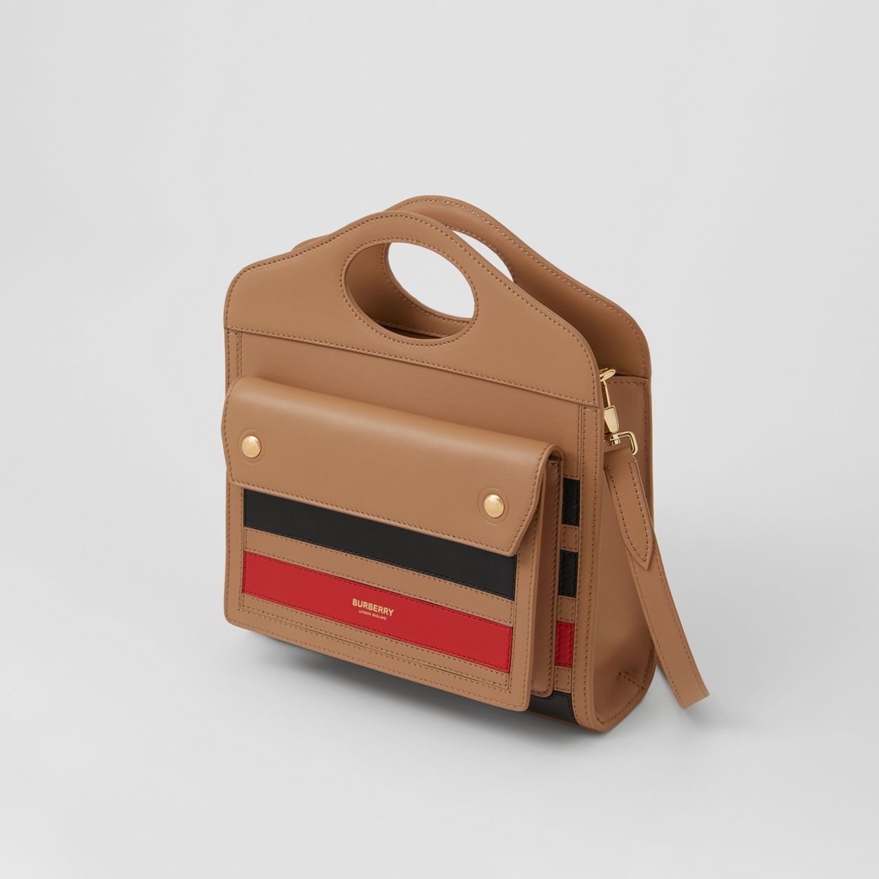 Mini Striped Intarsia Leather Pocket Bag - 4