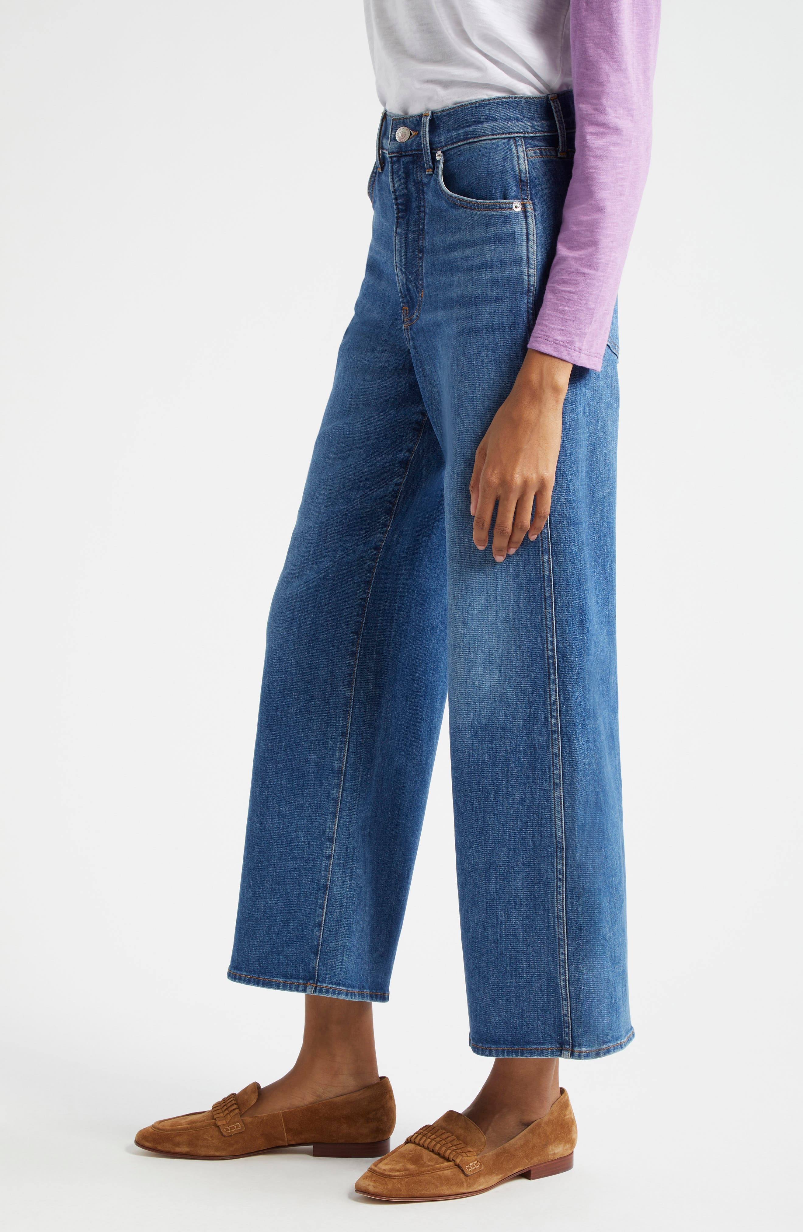 Veronica Beard Taylor High Waist Crop Wide Leg Jeans in Serendipity at Nordstrom - 3