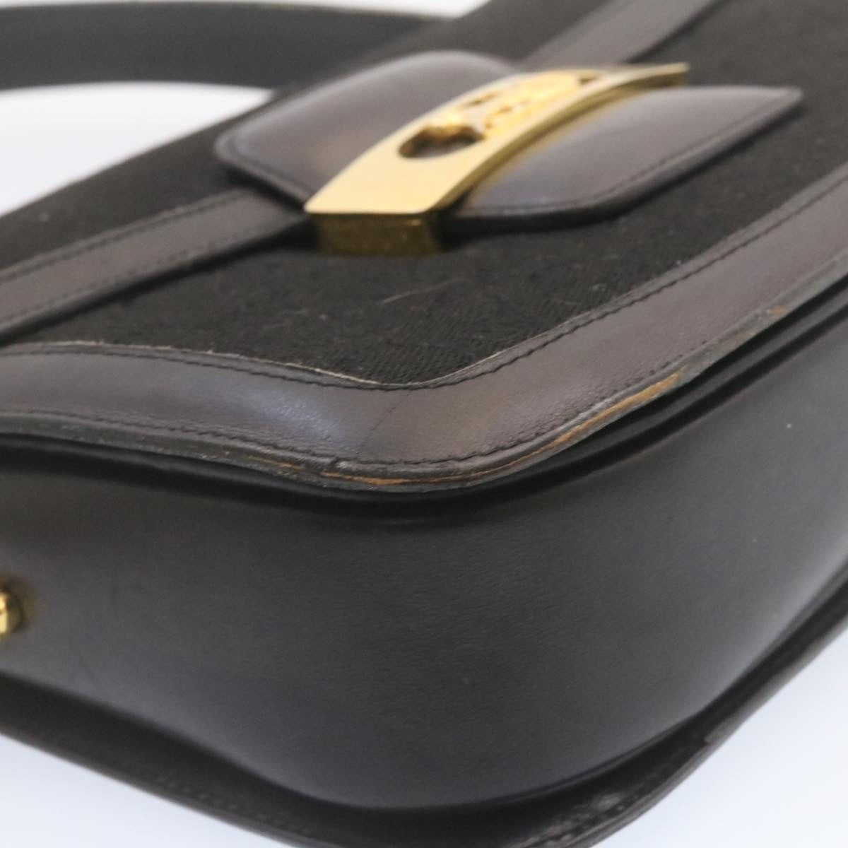 CELINE C Macadam Horse Carriage Shoulder Bag Canvas Black Gold - 8