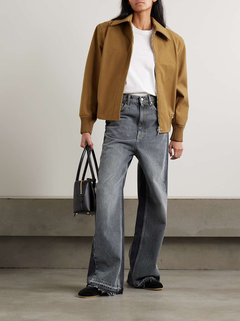 Stella McCartney Frayed two-tone mid-rise wide-leg organic jeans Dark denim outlook
