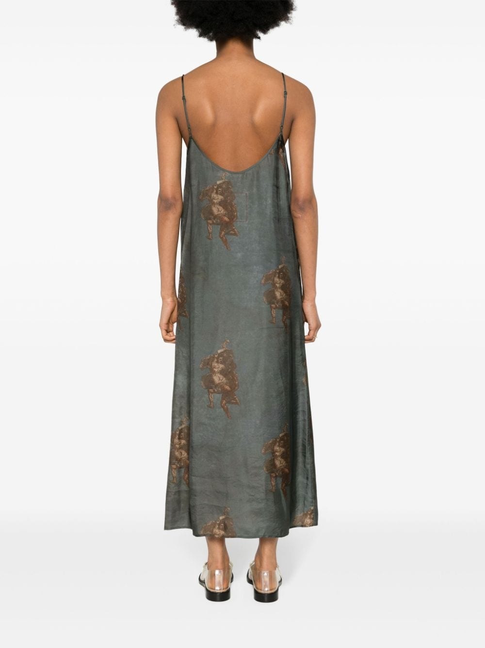 renaissance-print midi dress - 4