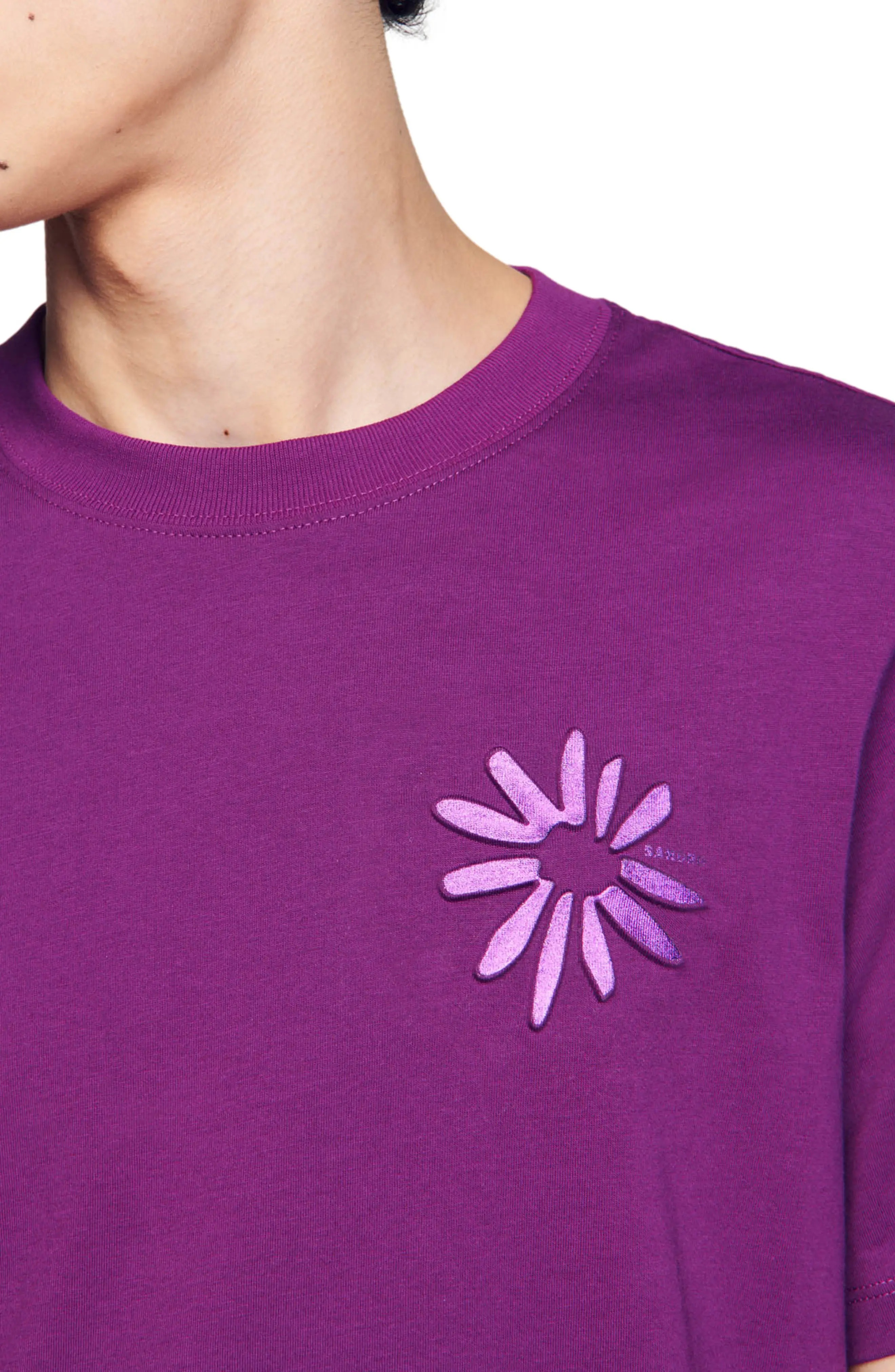 Glossy Flower Graphic T-Shirt - 3