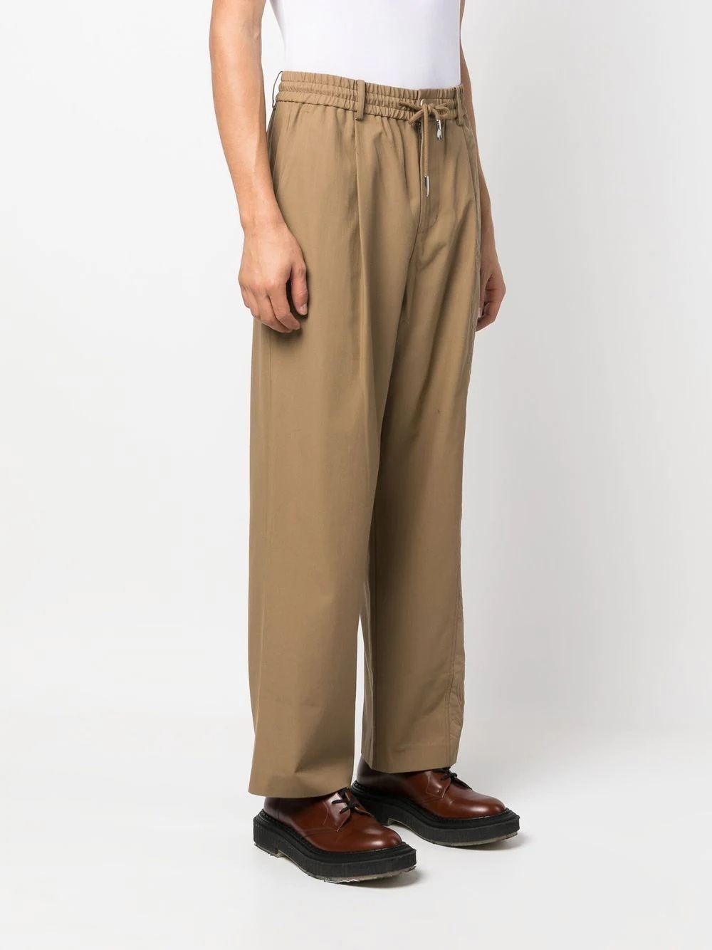 embroidered-panel drawstring trousers - 3