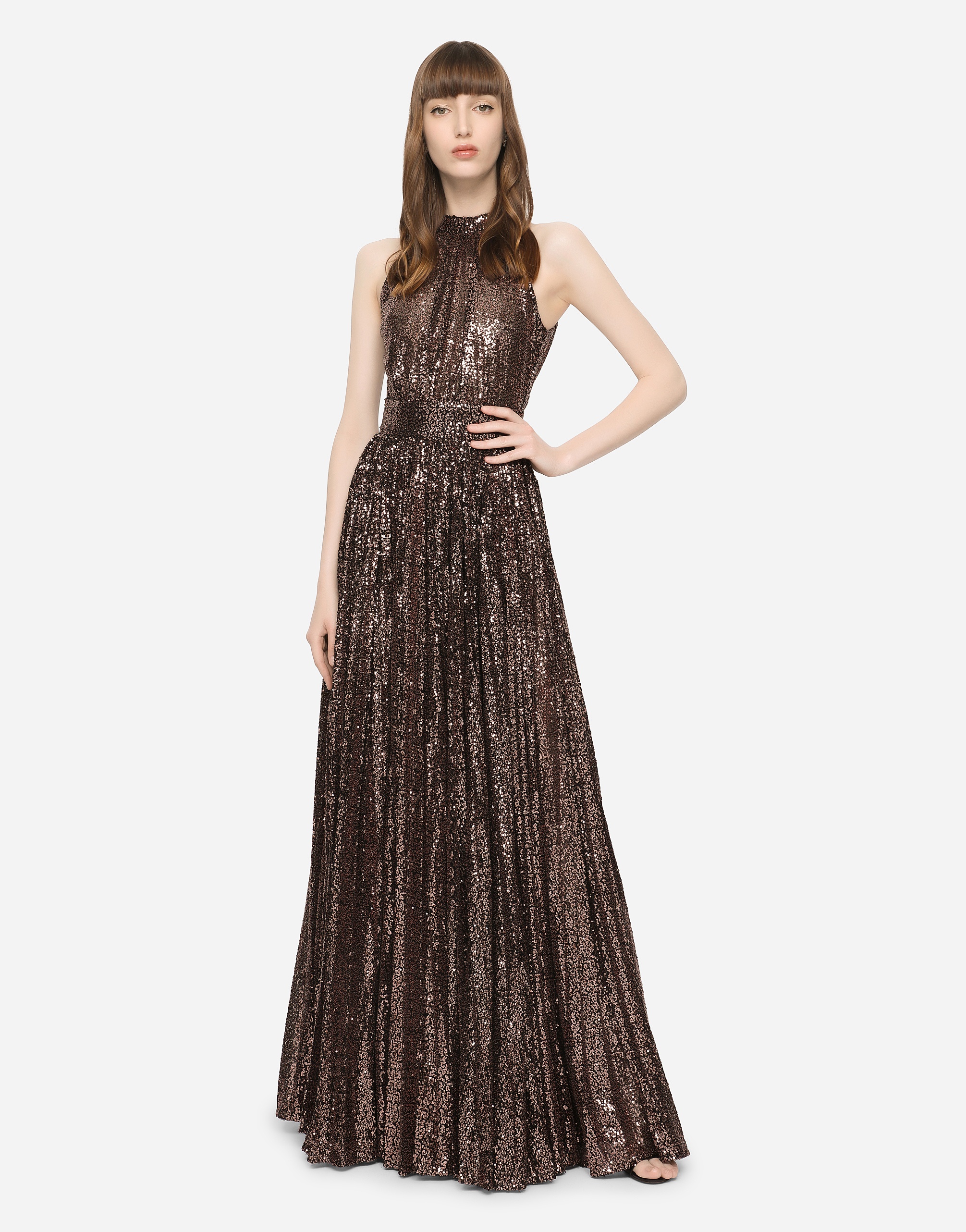 Long sequined halter dress - 5