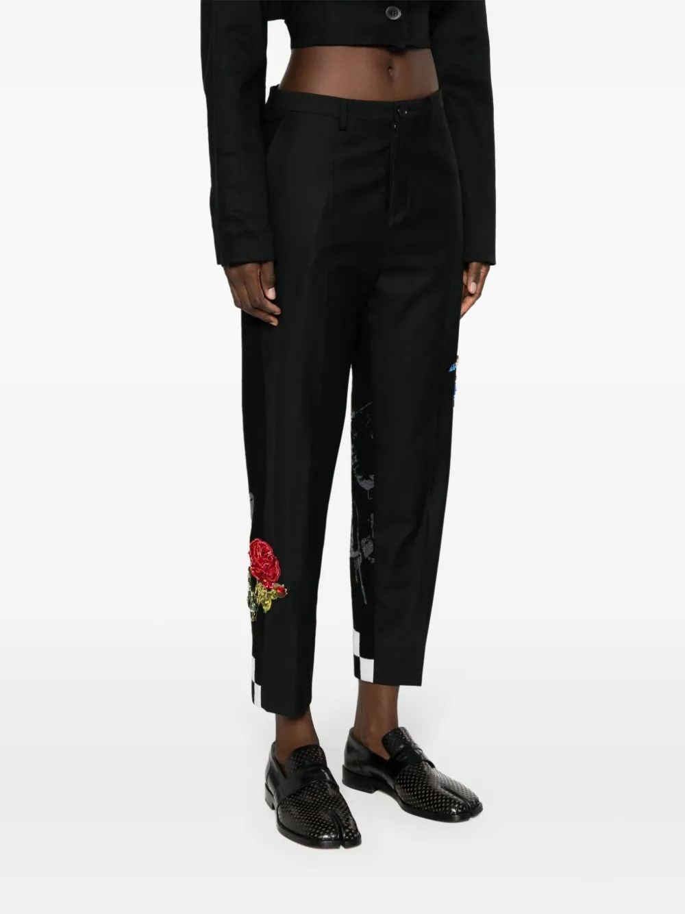 embroidered mid-rise trousers - 4